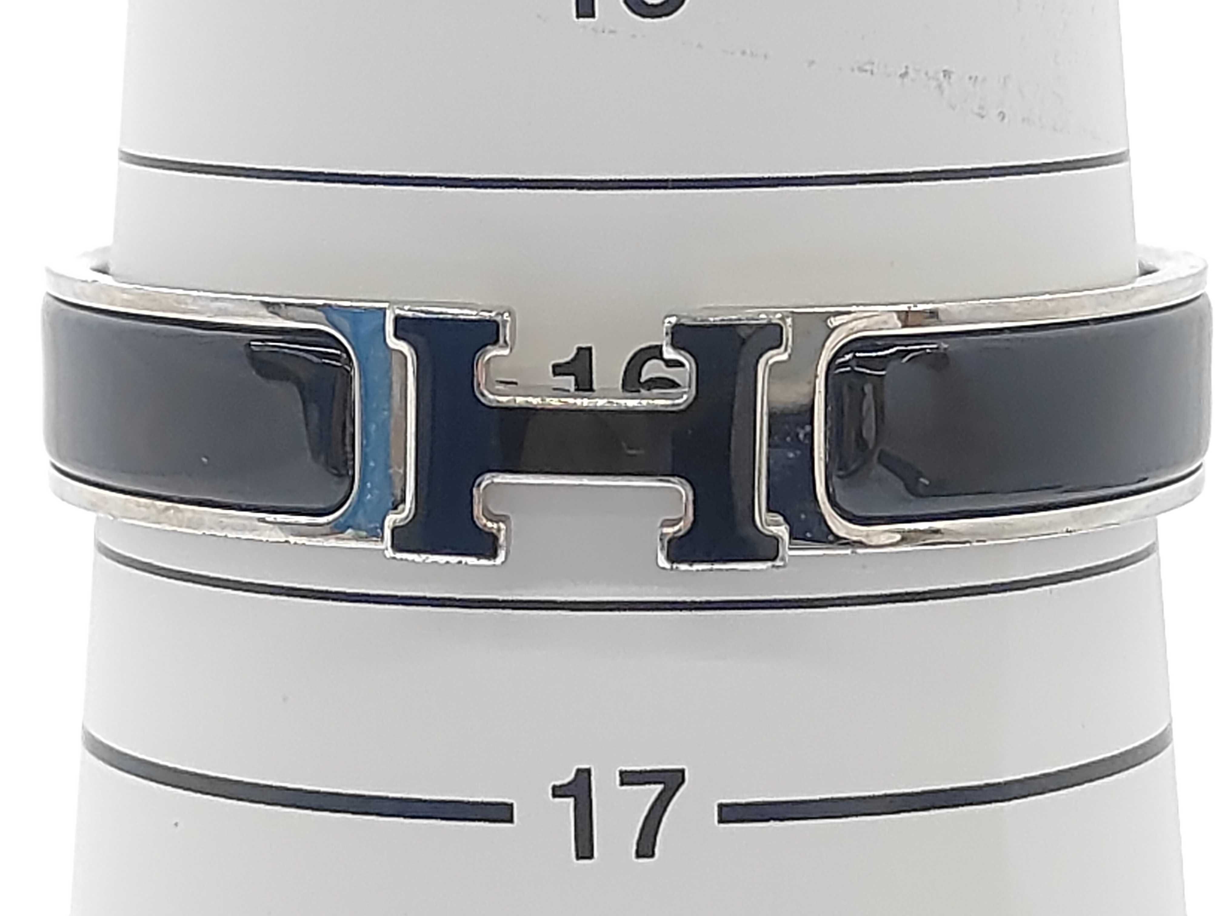 Black Silver Hardware Click H Bracelet/Bangle — view 5