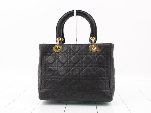 Lady Dior Lambskin Black Cannage 2-Way Handbag — view 2