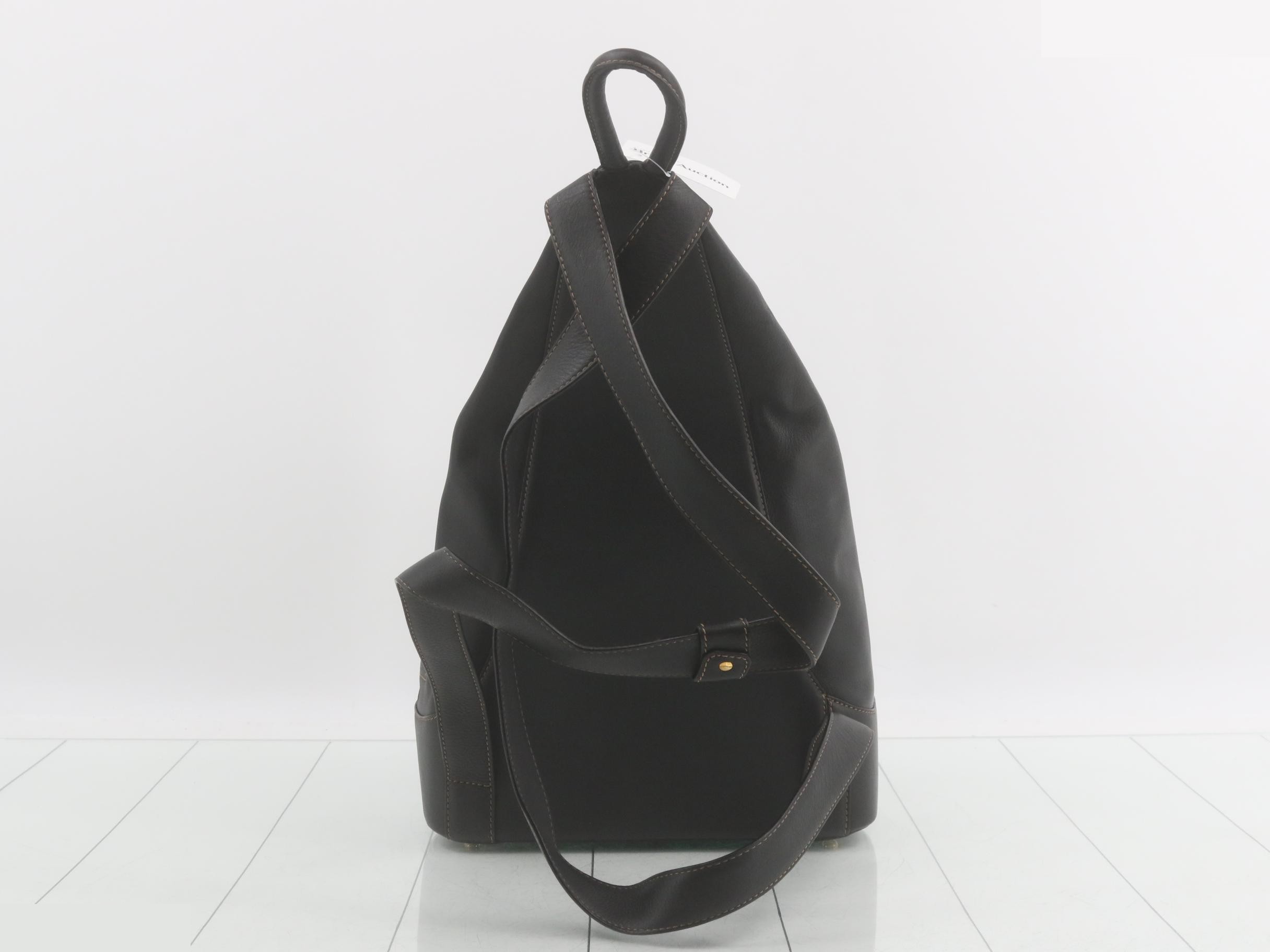 Anton Backpack, Leather, Black — view 2