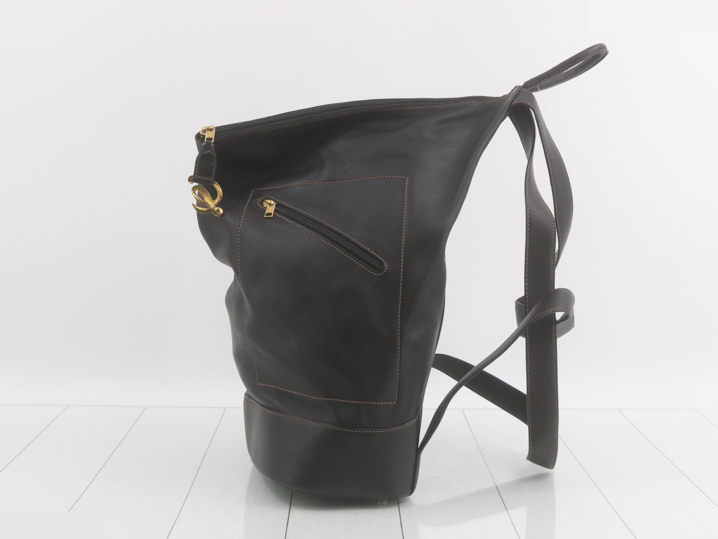 Anton Backpack, Leather, Black — view 3