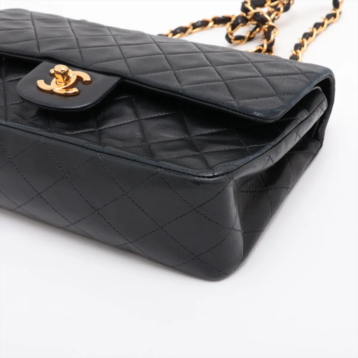 Matelassé 25 Lambskin Double Flap Double Chain Bag, Black with Gold Hardware, 5014421, Series 5, A01112 — view 3