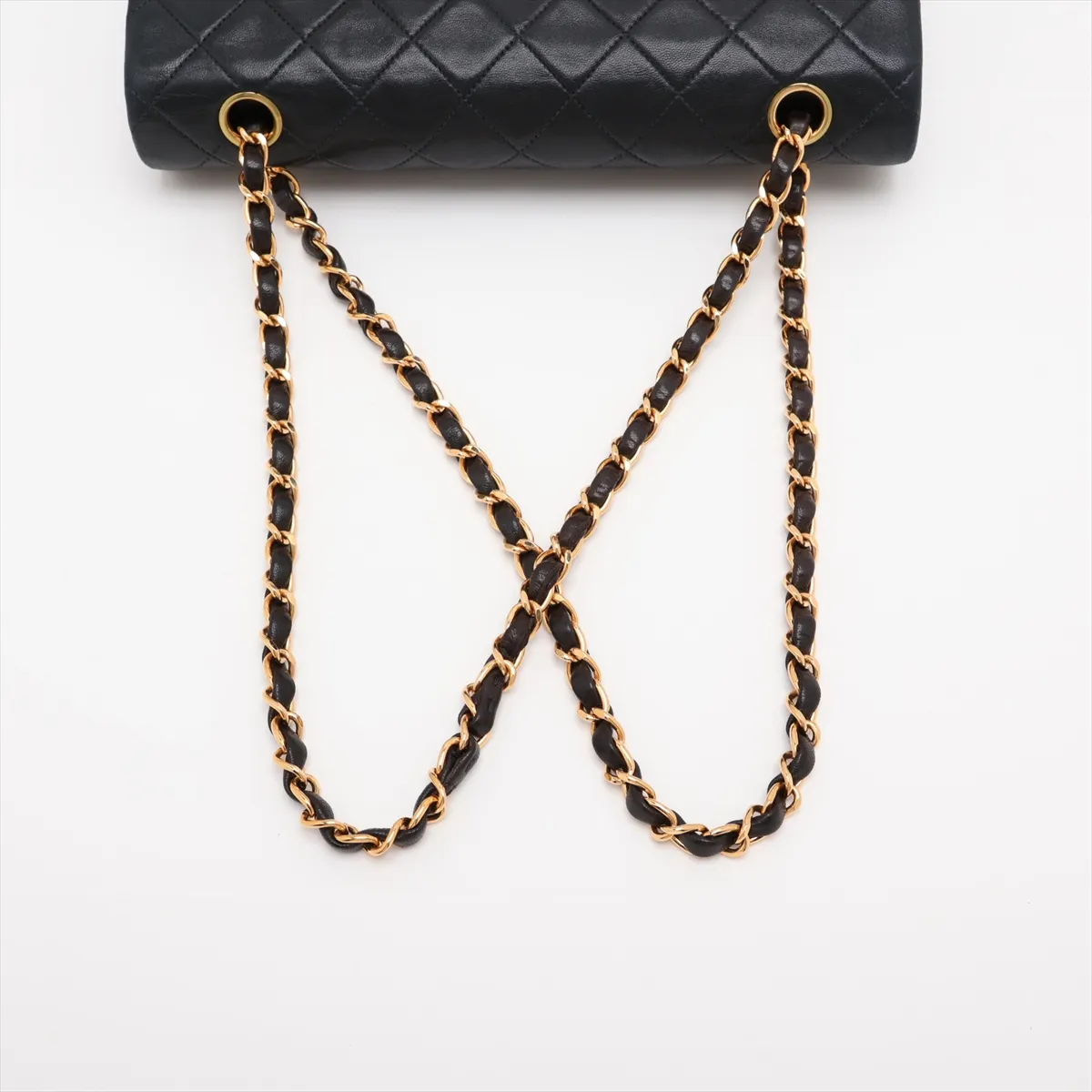 Matelassé 25 Lambskin Double Flap Double Chain Bag, Black with Gold Hardware, 5014421, Series 5, A01112 — view 5
