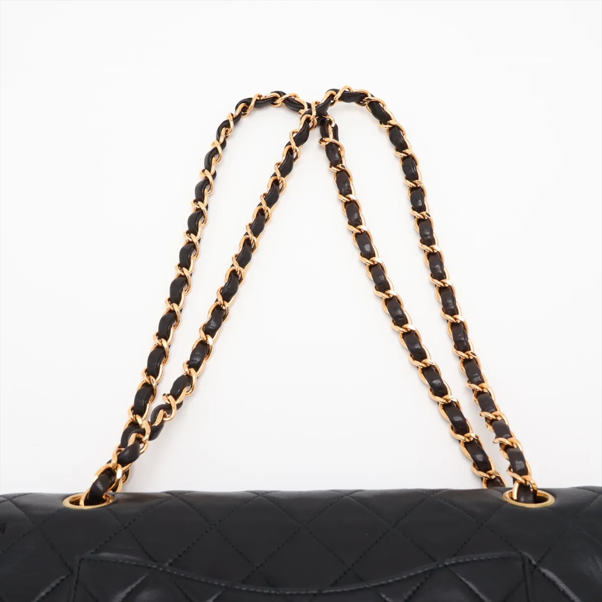 Matelassé 25 Lambskin Double Flap Double Chain Bag, Black with Gold Hardware, 5014421, Series 5, A01112 — view 6