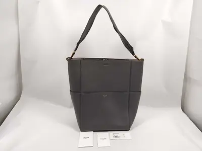 Grey Calfskin Sangour Shoulder Bag