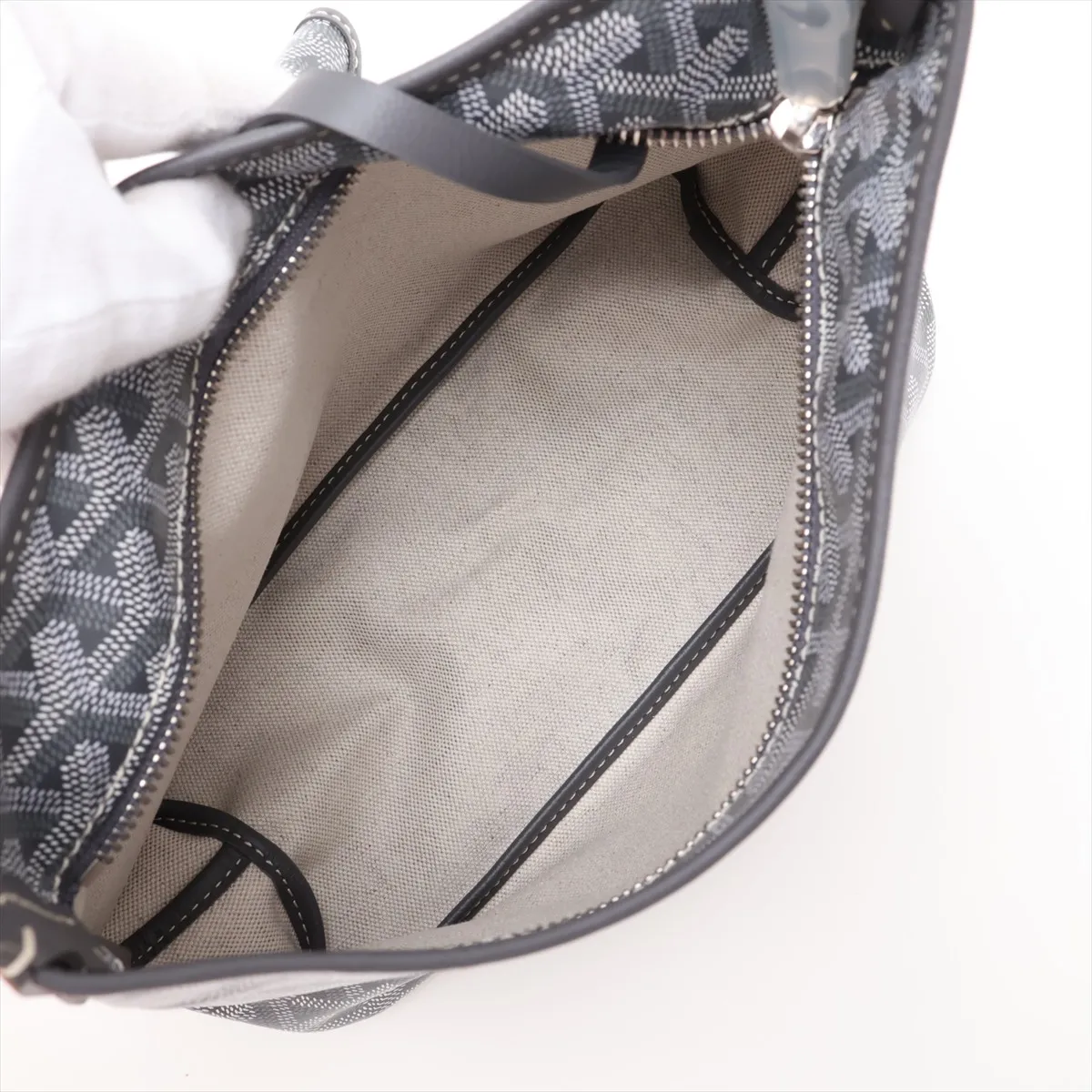 Bohème Mini PVC x Leather Shoulder Bag, Gray — view 7
