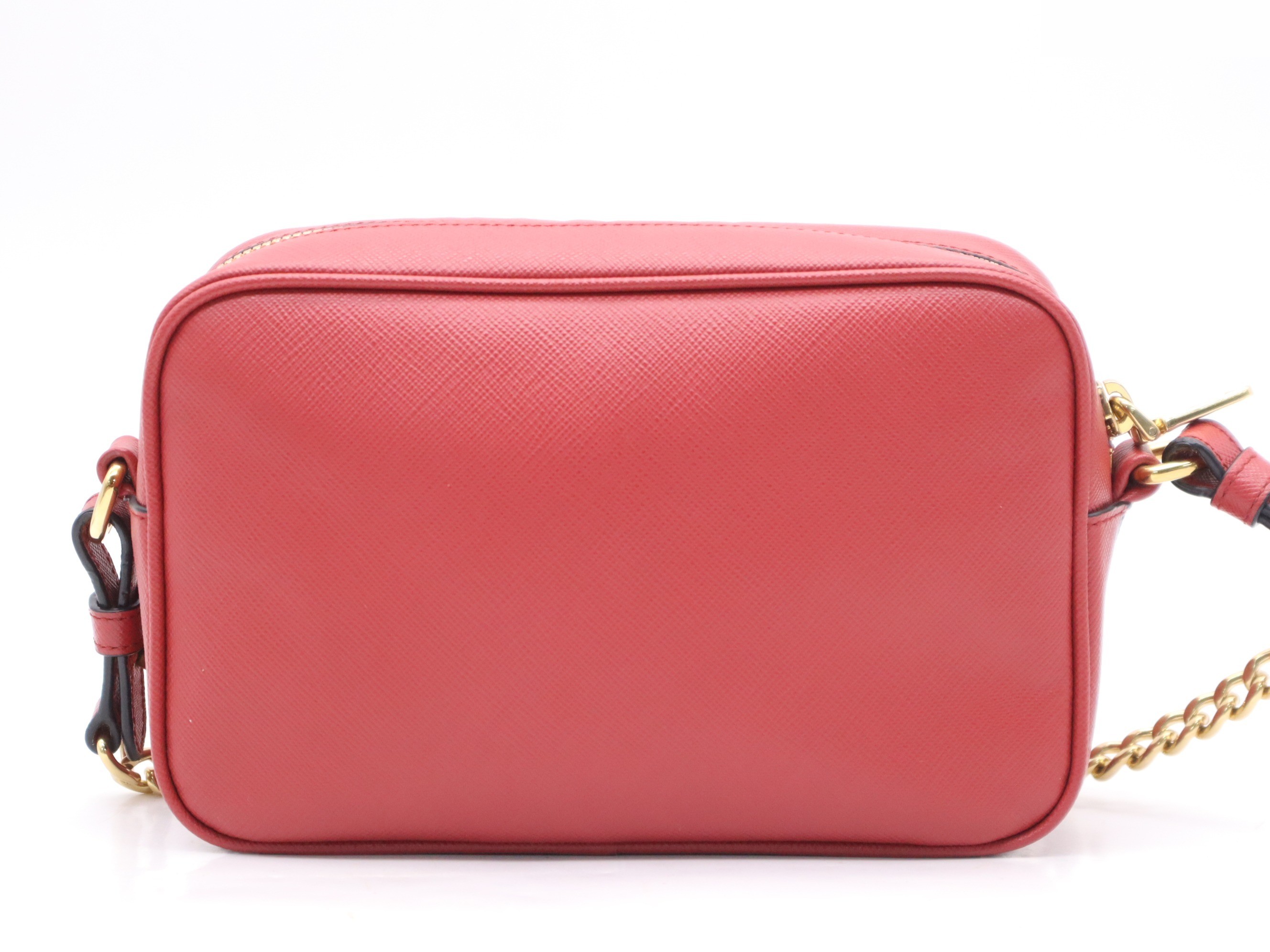 Saffiano leather mini shoulder bag, red, gold hardware. — view 2