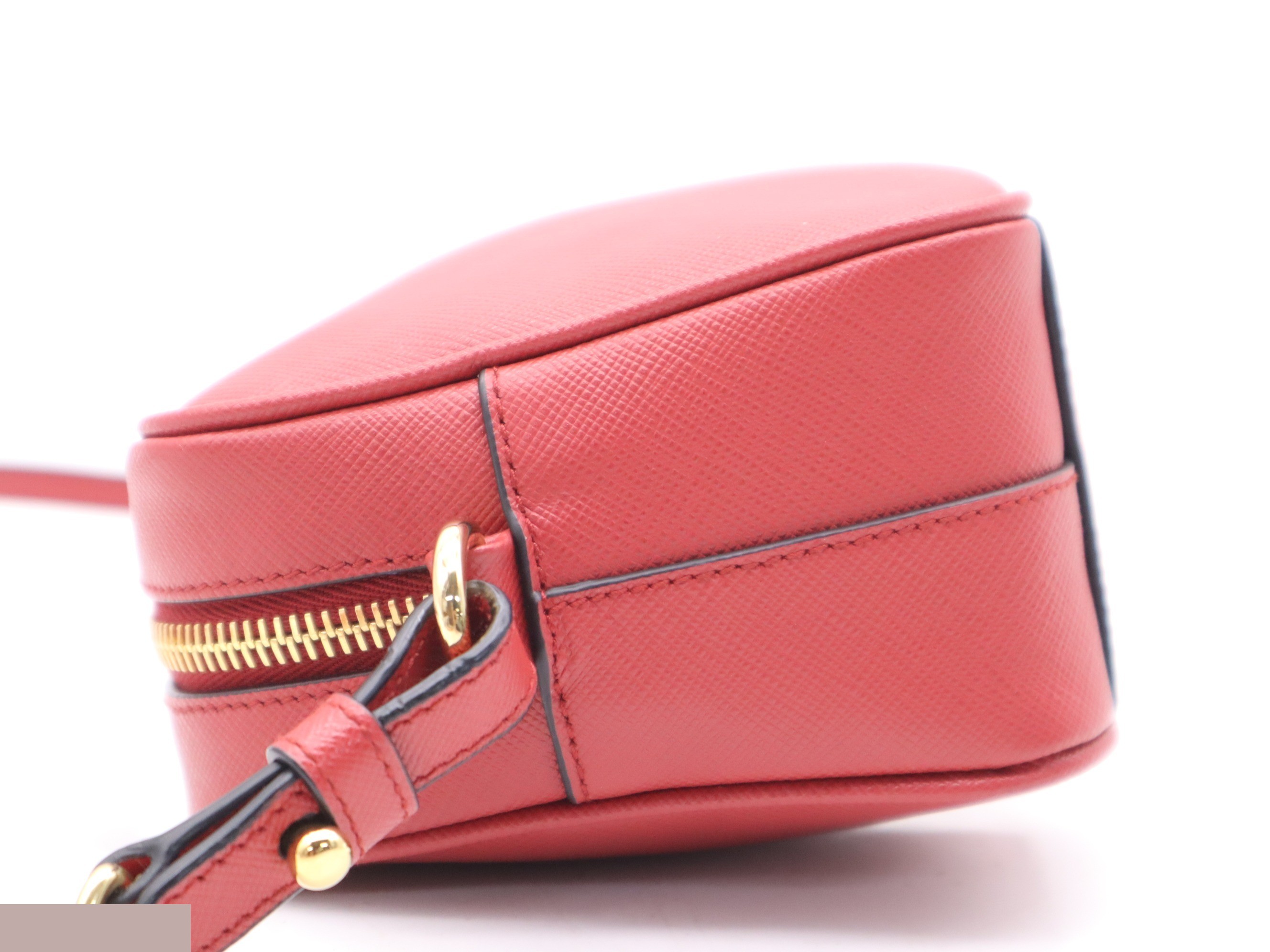 Saffiano leather mini shoulder bag, red, gold hardware. — view 3