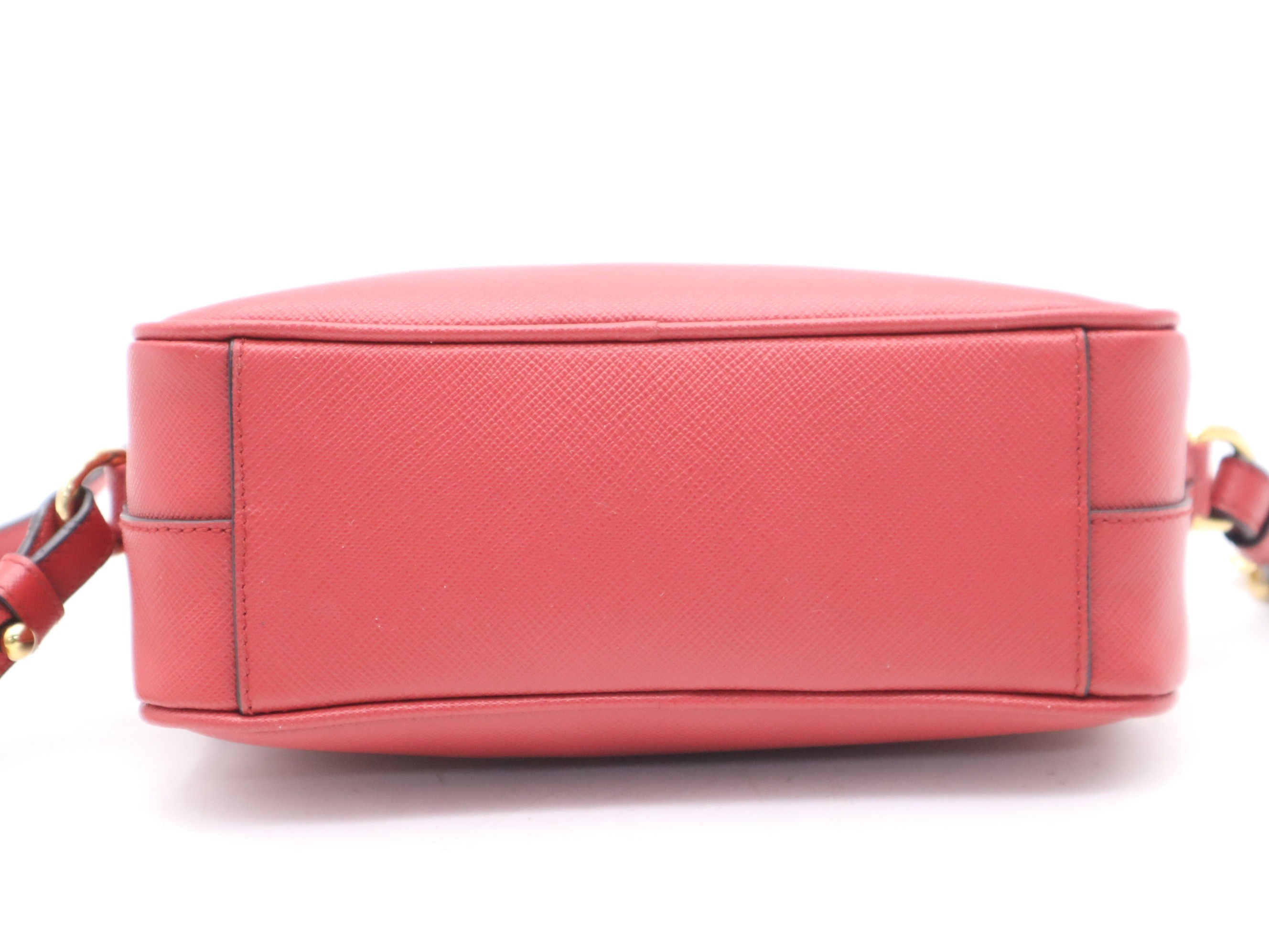 Saffiano leather mini shoulder bag, red, gold hardware. — view 4