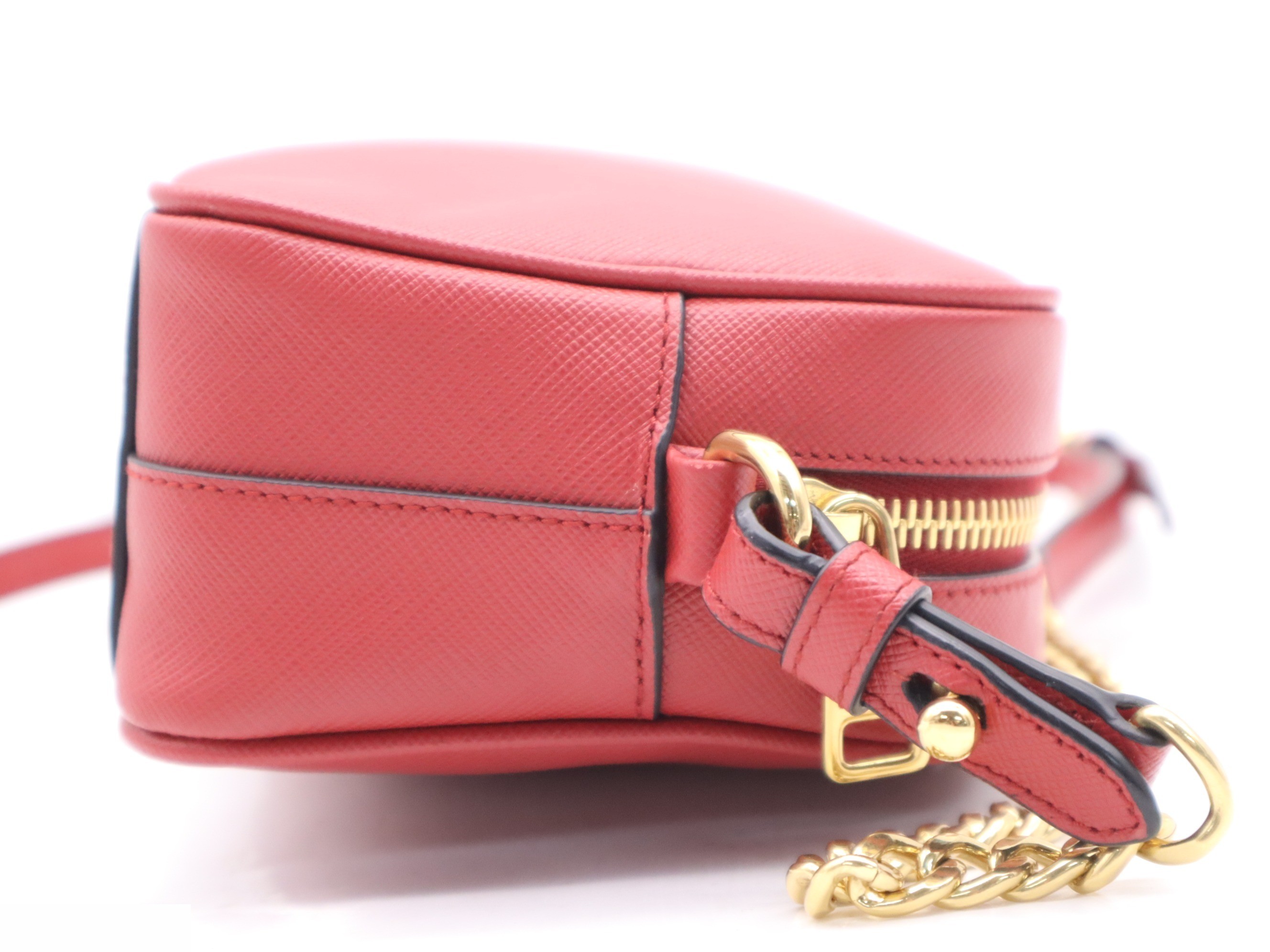 Saffiano leather mini shoulder bag, red, gold hardware. — view 5