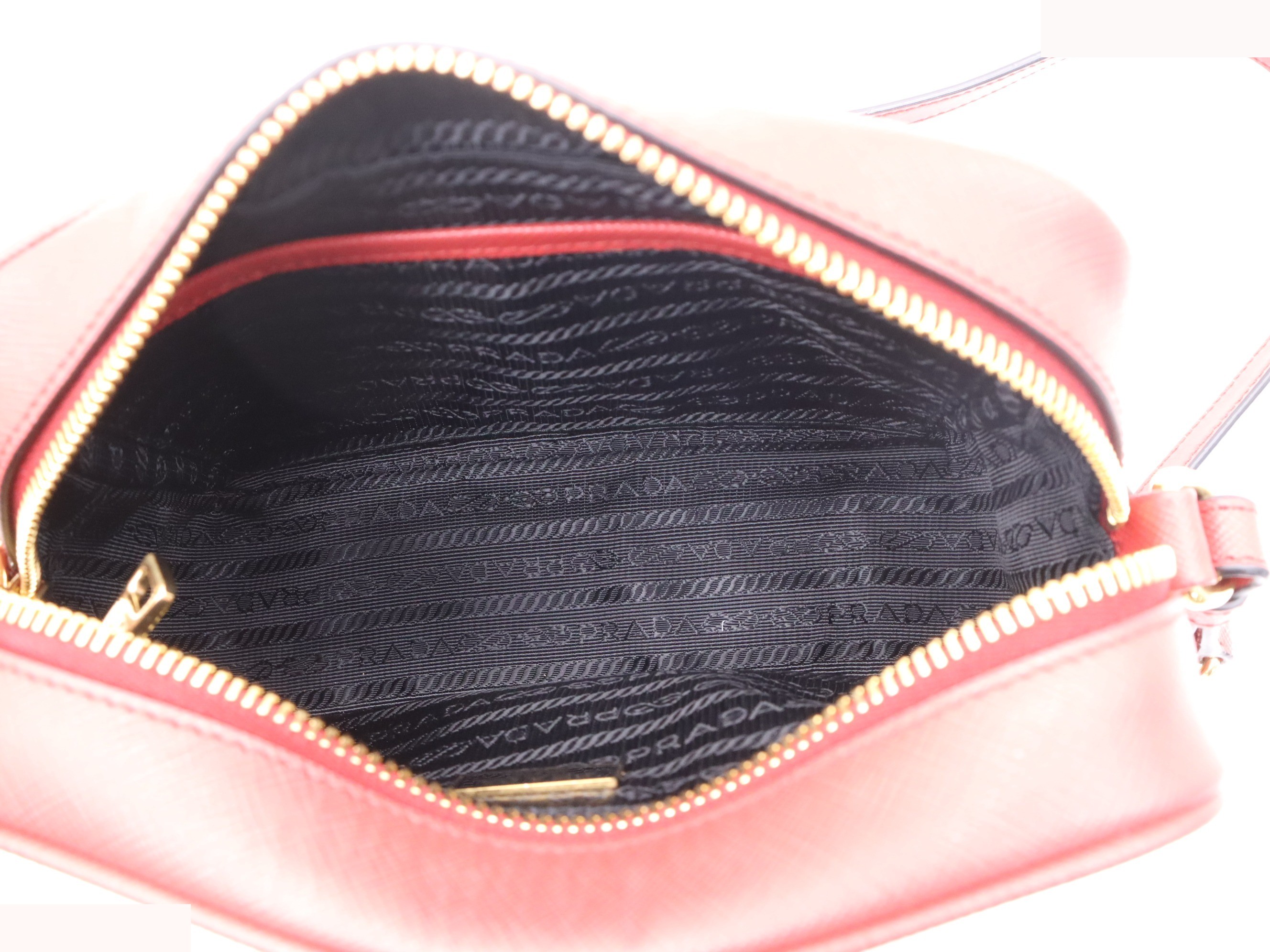 Saffiano leather mini shoulder bag, red, gold hardware. — view 7
