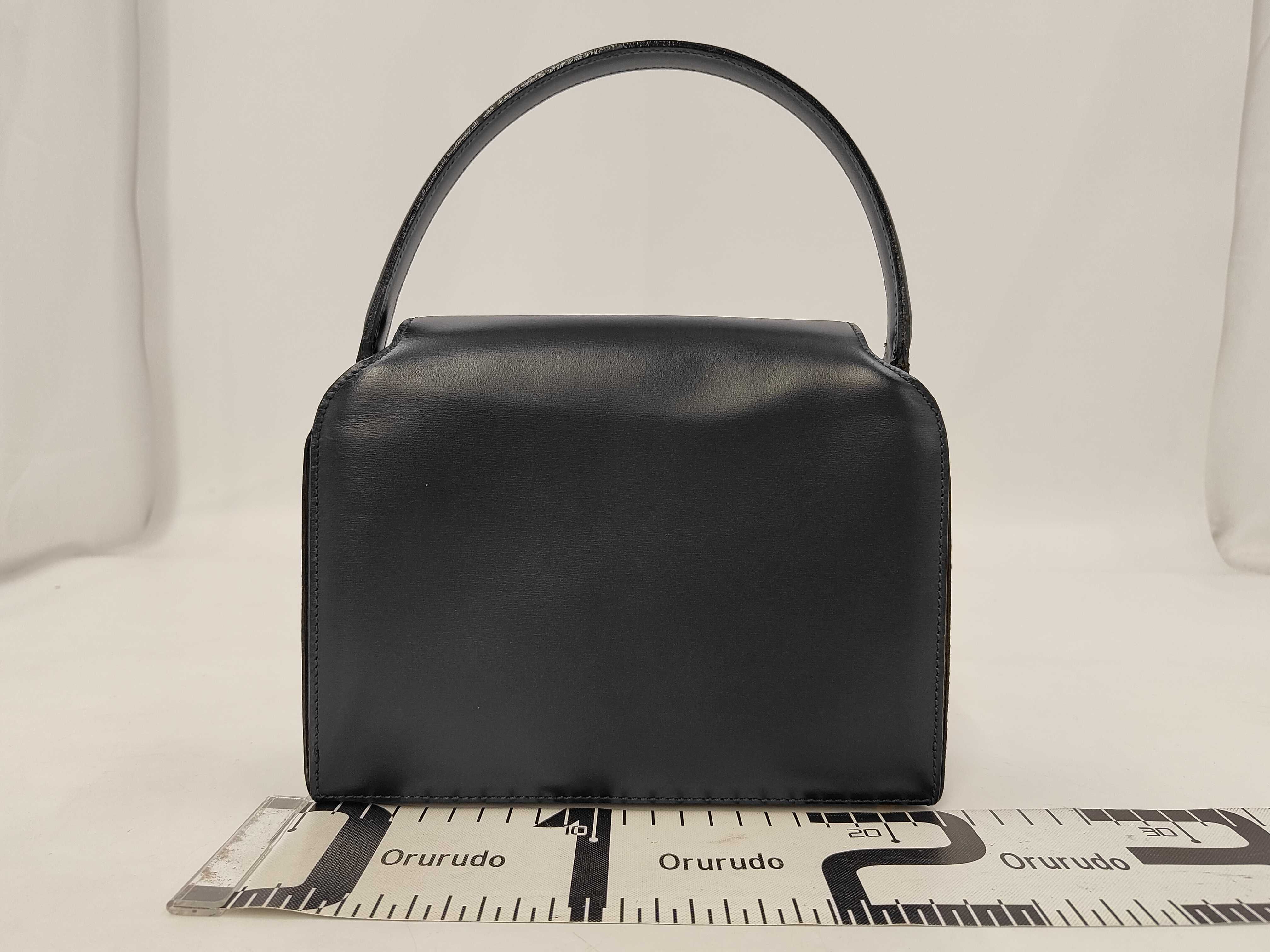 handbag, carriage hardware, black leather bag — view 2