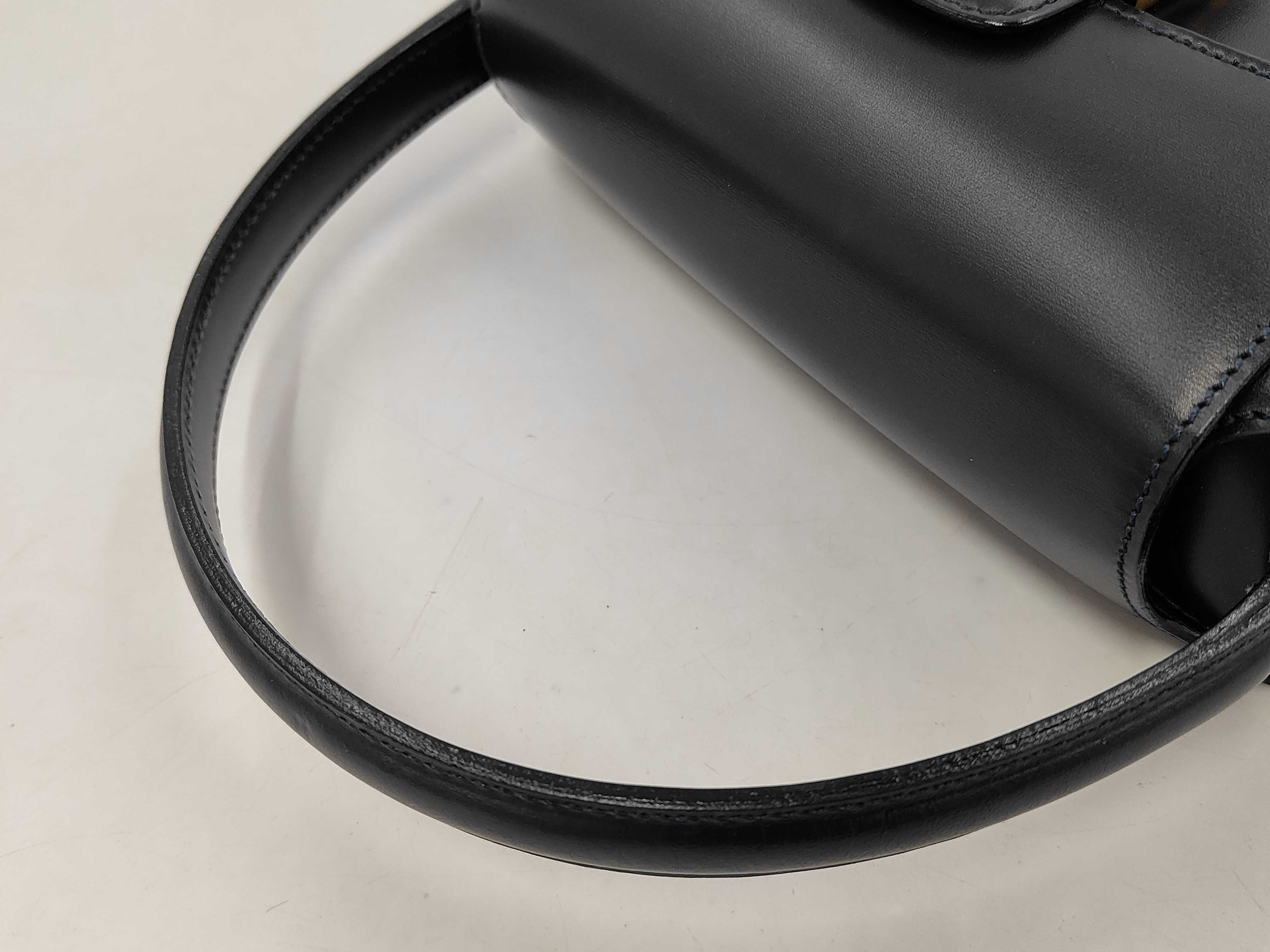 handbag, carriage hardware, black leather bag — view 3