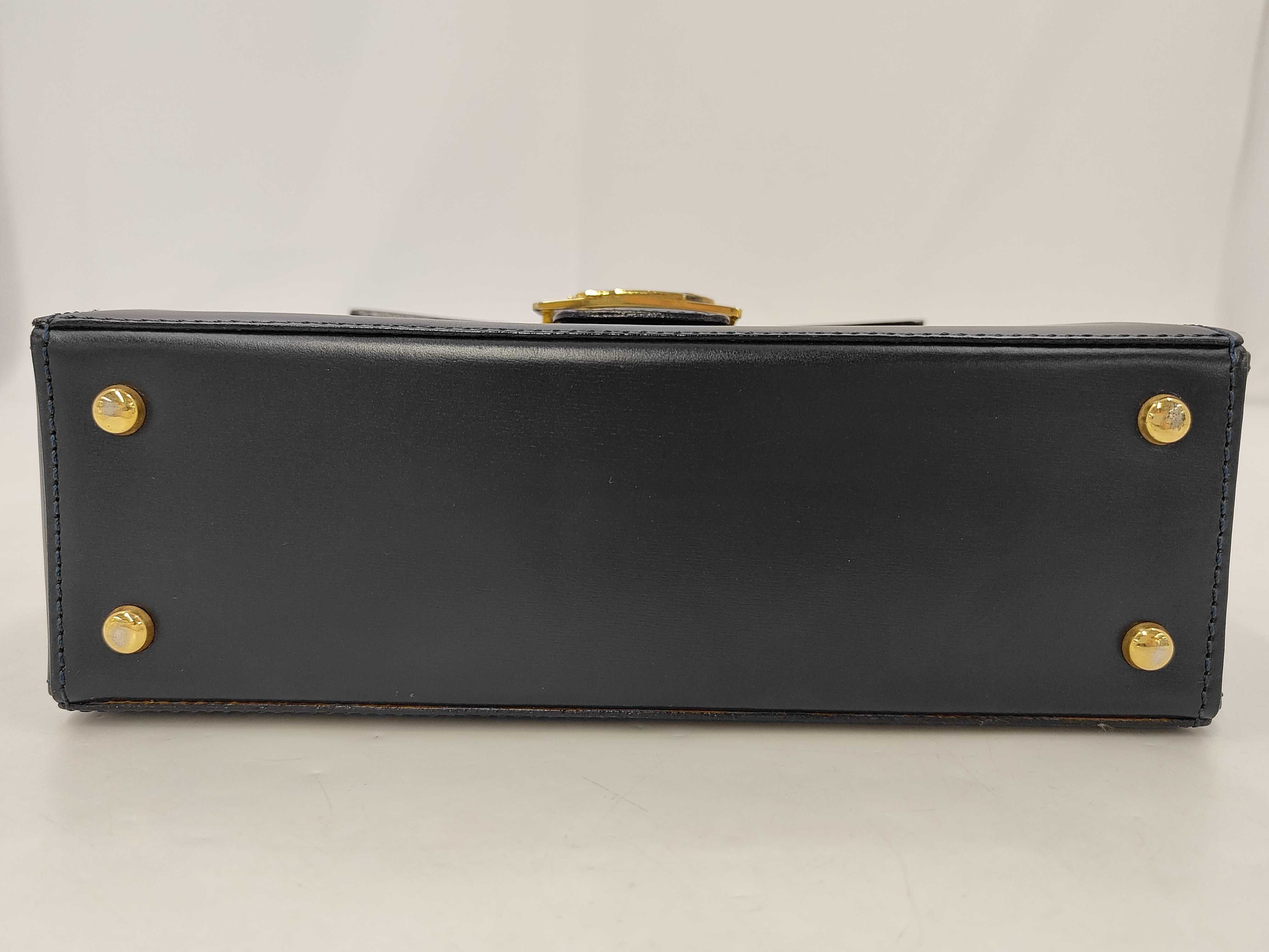 handbag, carriage hardware, black leather bag — view 7