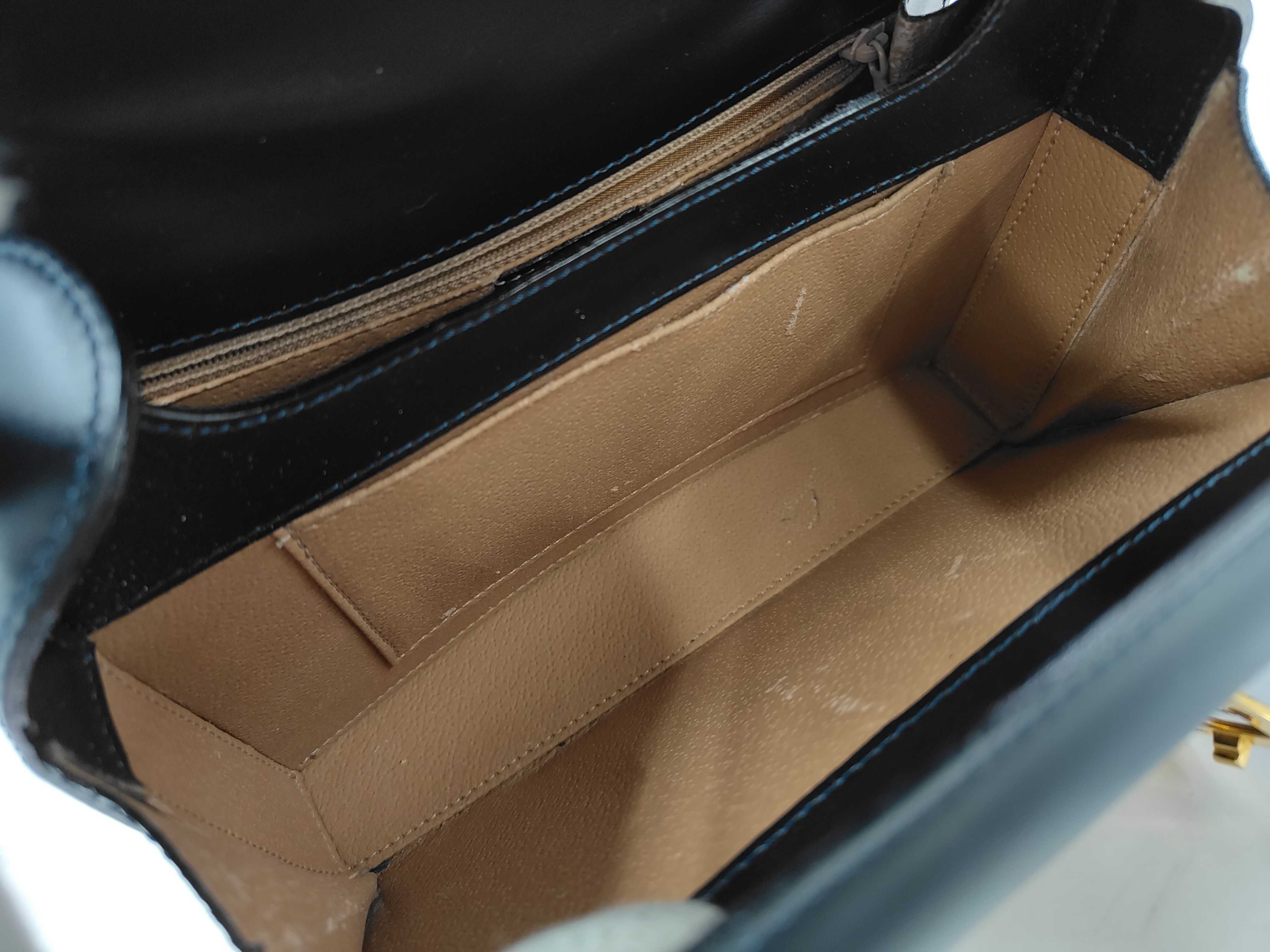 handbag, carriage hardware, black leather bag — view 8