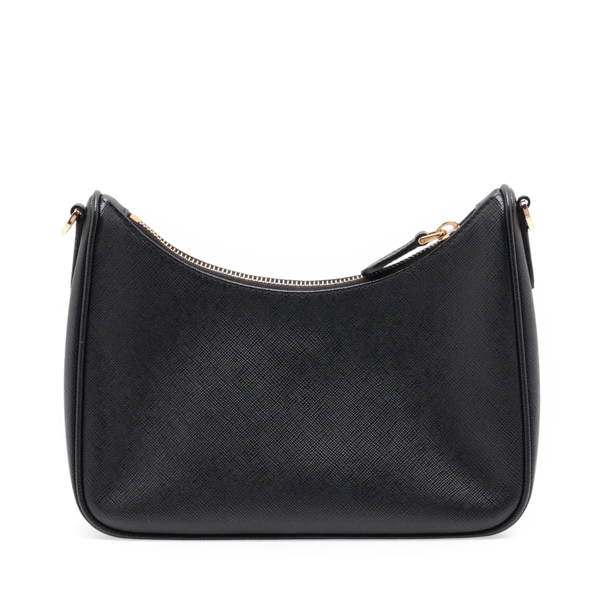 Saffiano Leather 2-Way Shoulder Bag, Black — view 2