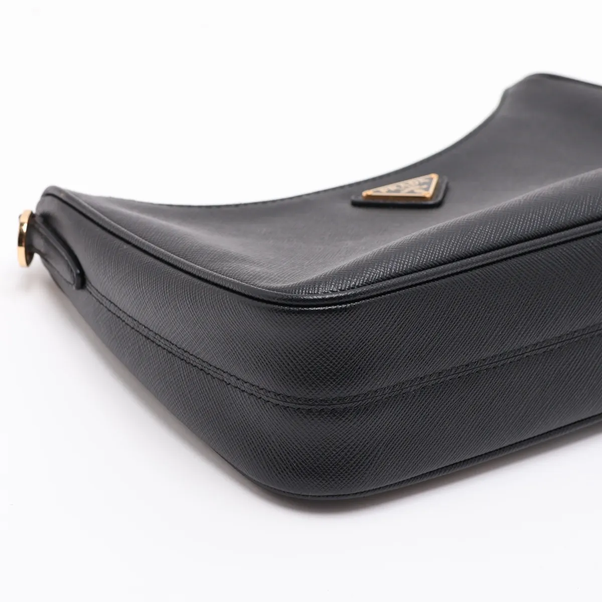 Saffiano Leather 2-Way Shoulder Bag, Black — view 4