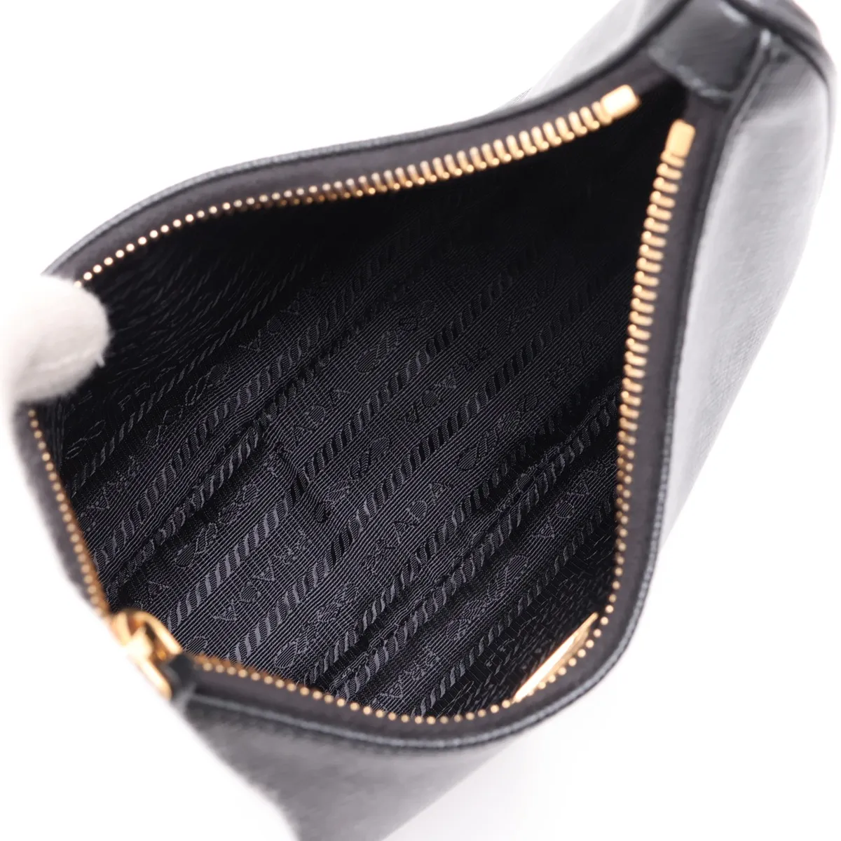 Saffiano Leather 2-Way Shoulder Bag, Black — view 6