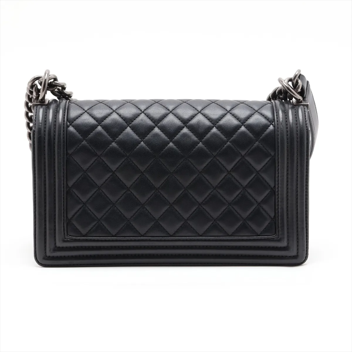 Boy Chanel 25 Lambskin Chain Shoulder Bag, Black with Gunmetal Hardware, 22207133, Serial Number 22, A67086 — view 2