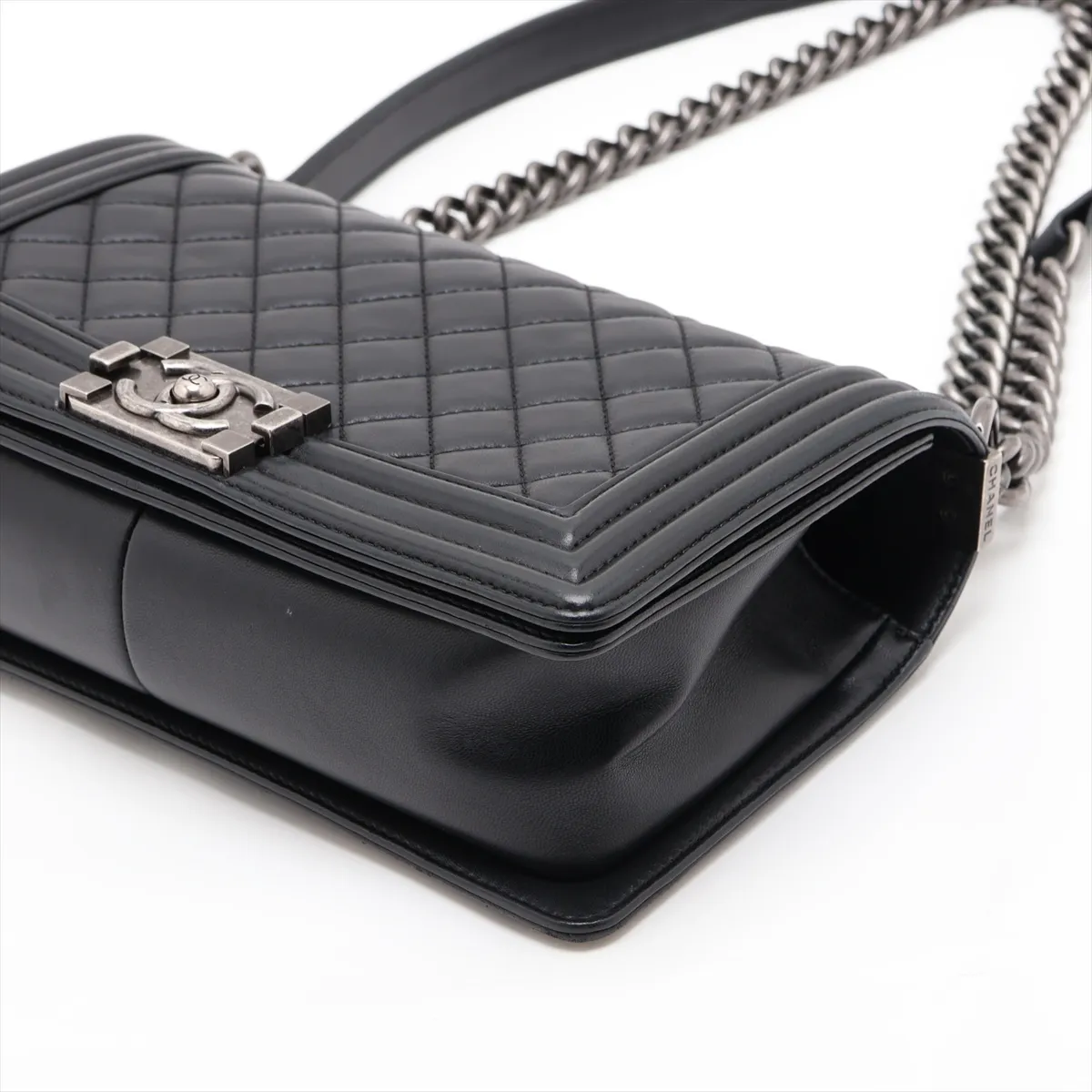 Boy Chanel 25 Lambskin Chain Shoulder Bag, Black with Gunmetal Hardware, 22207133, Serial Number 22, A67086 — view 3