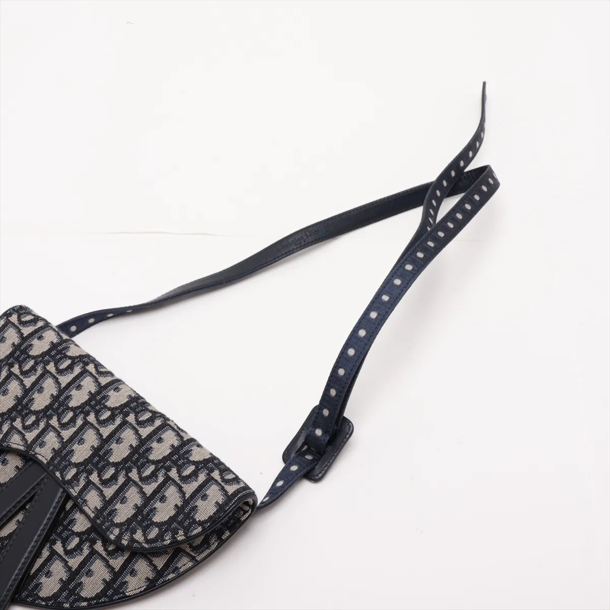 Oblique Saddle Canvas x Leather Waist Pouch, Navy (Other model strap available) — view 5