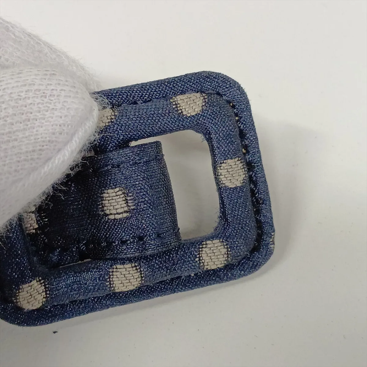 Oblique Saddle Canvas x Leather Waist Pouch, Navy (Other model strap available) — view 8