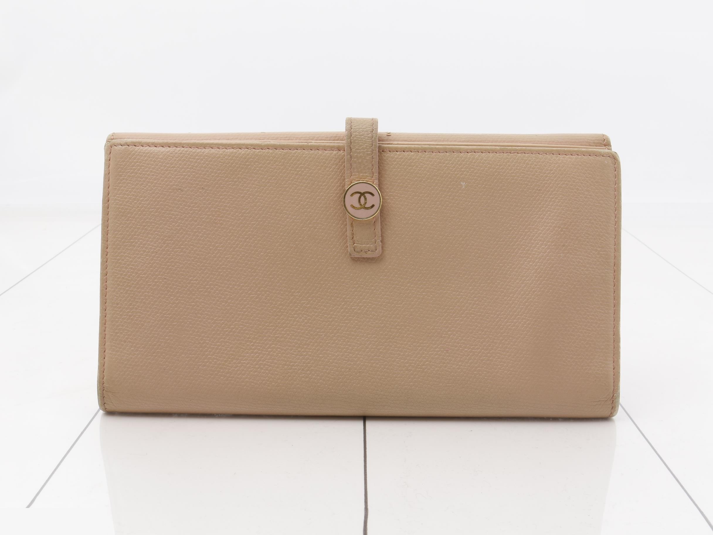Coco Button Leather Bi-fold Long Wallet