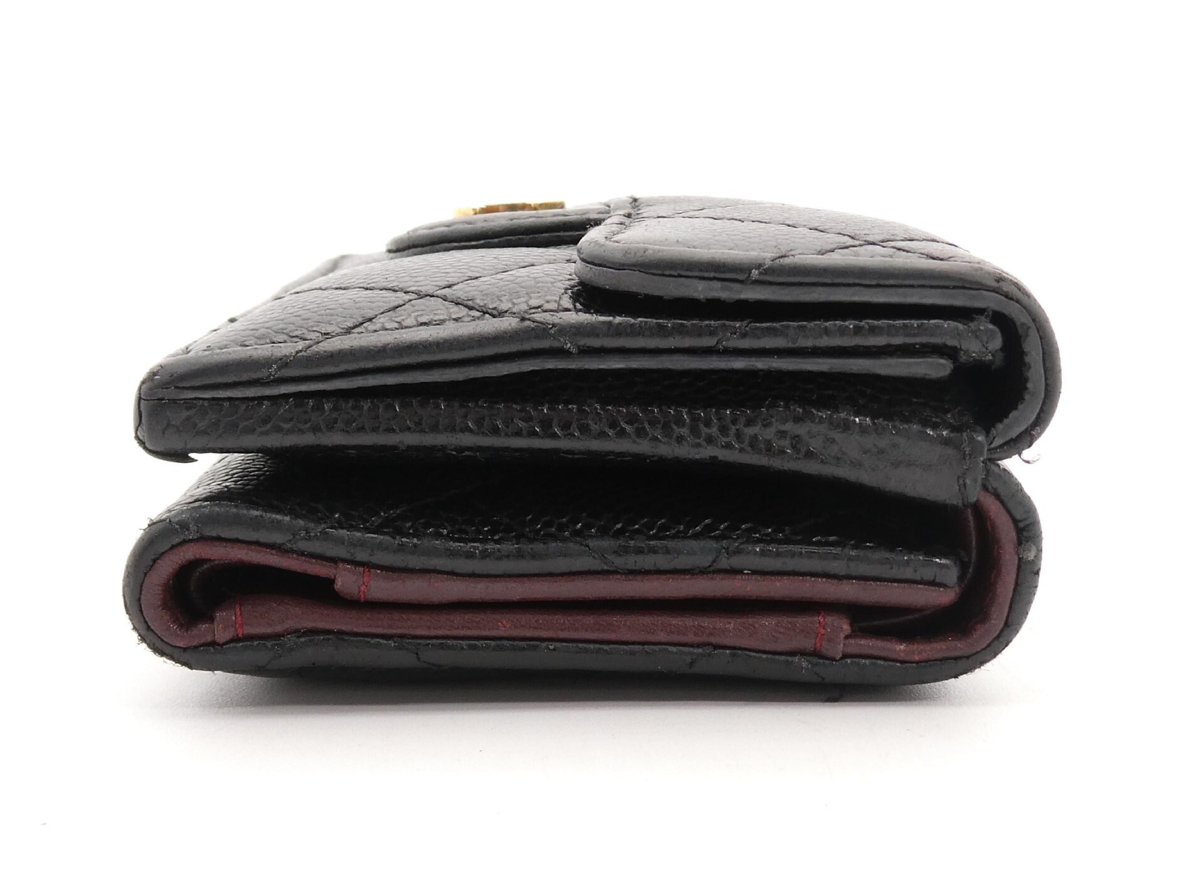 Matelassé Coco Mark Caviar Skin Tri-fold Wallet — view 3