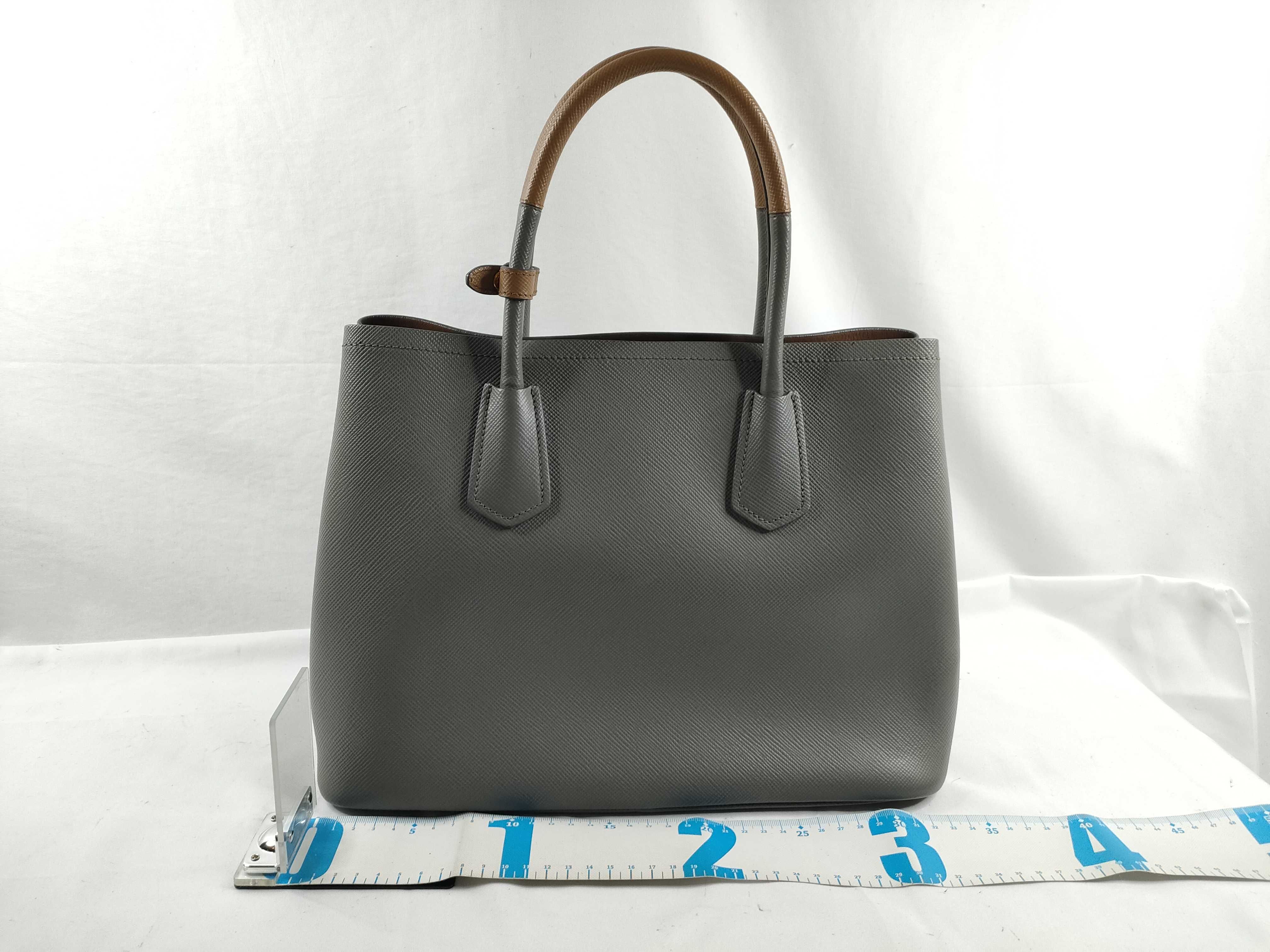 ID- Saffiano Cuir Cowskin 2-Way Handbag Gray 1BG775 #25 Handbag — view 2
