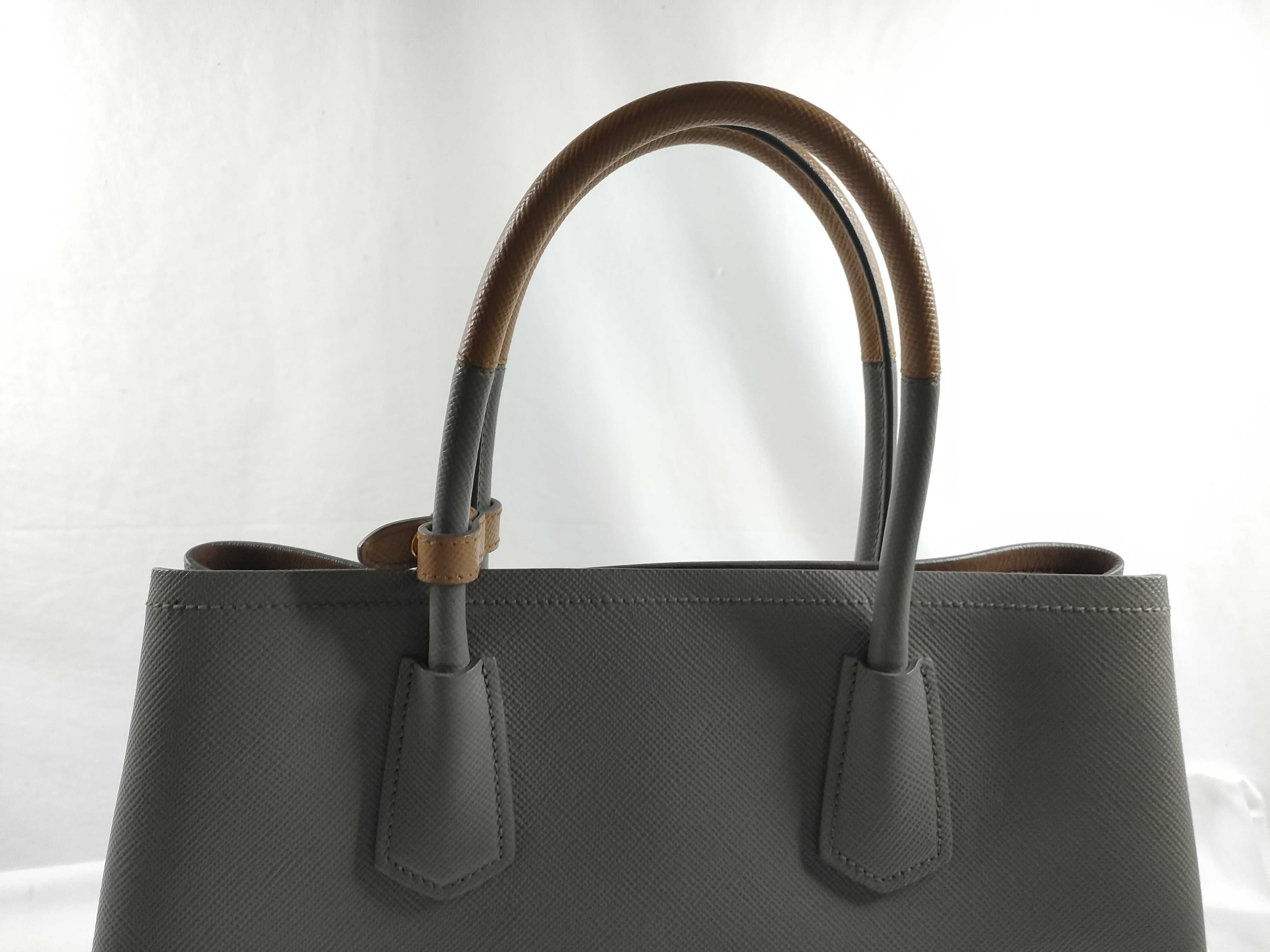 ID- Saffiano Cuir Cowskin 2-Way Handbag Gray 1BG775 #25 Handbag — view 6