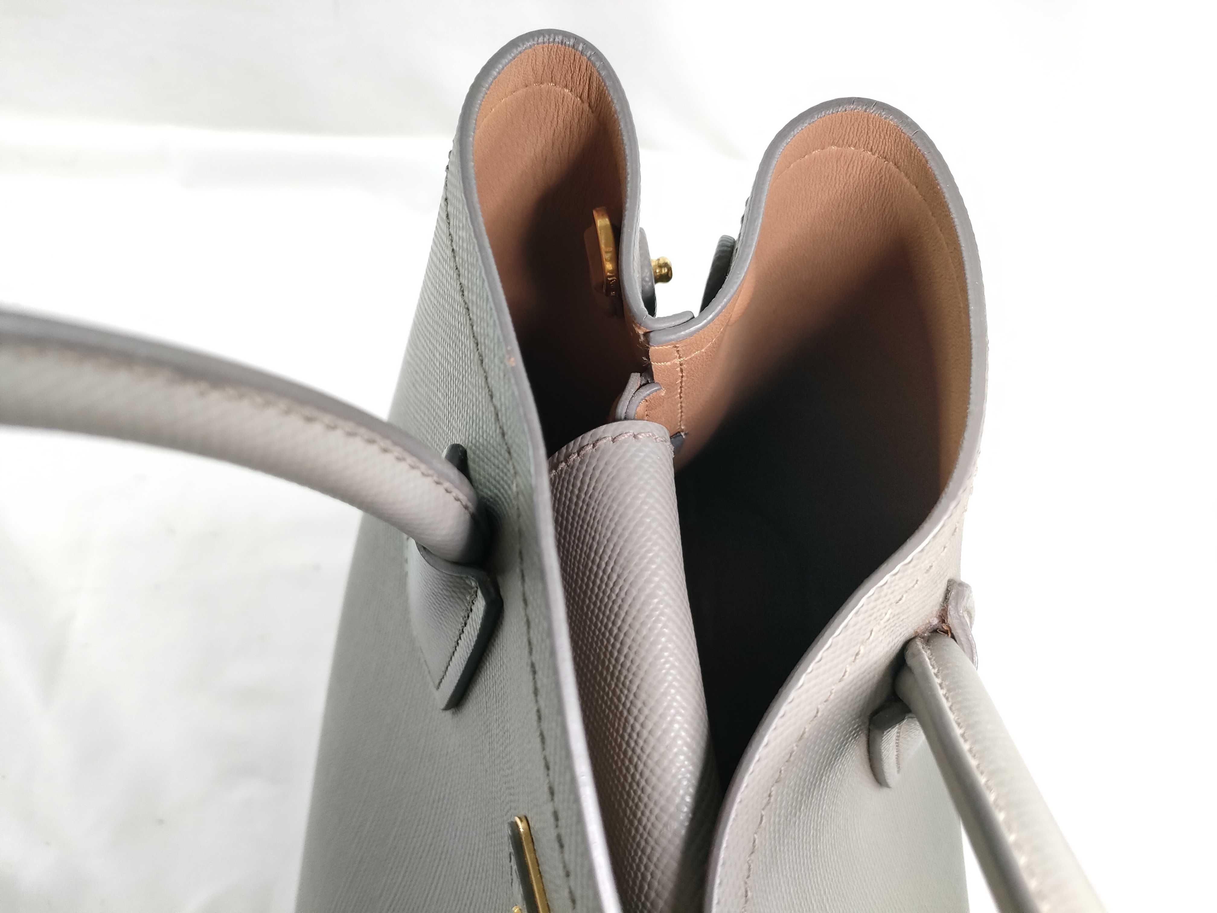 ID- Saffiano Cuir Cowskin 2-Way Handbag Gray 1BG775 #25 Handbag — view 10