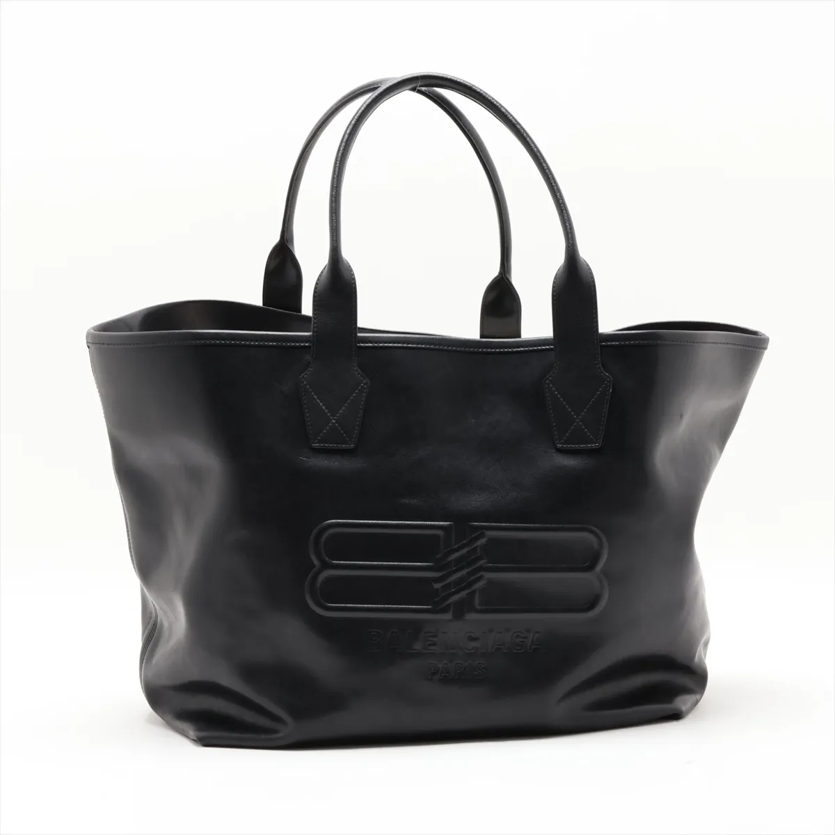 Logo Jumbo Leather Tote Bag, Black