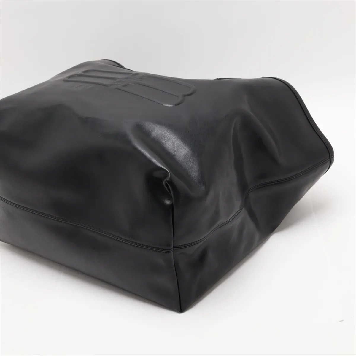 Logo Jumbo Leather Tote Bag, Black — view 3