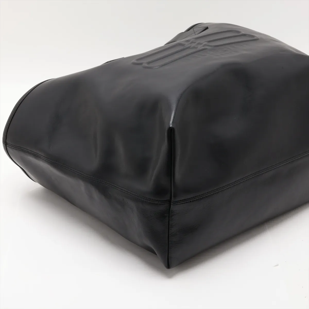 Logo Jumbo Leather Tote Bag, Black — view 4