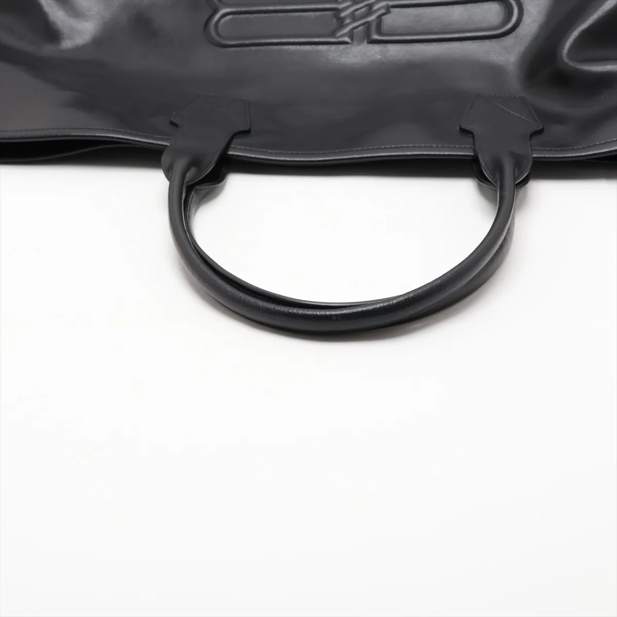 Logo Jumbo Leather Tote Bag, Black — view 5