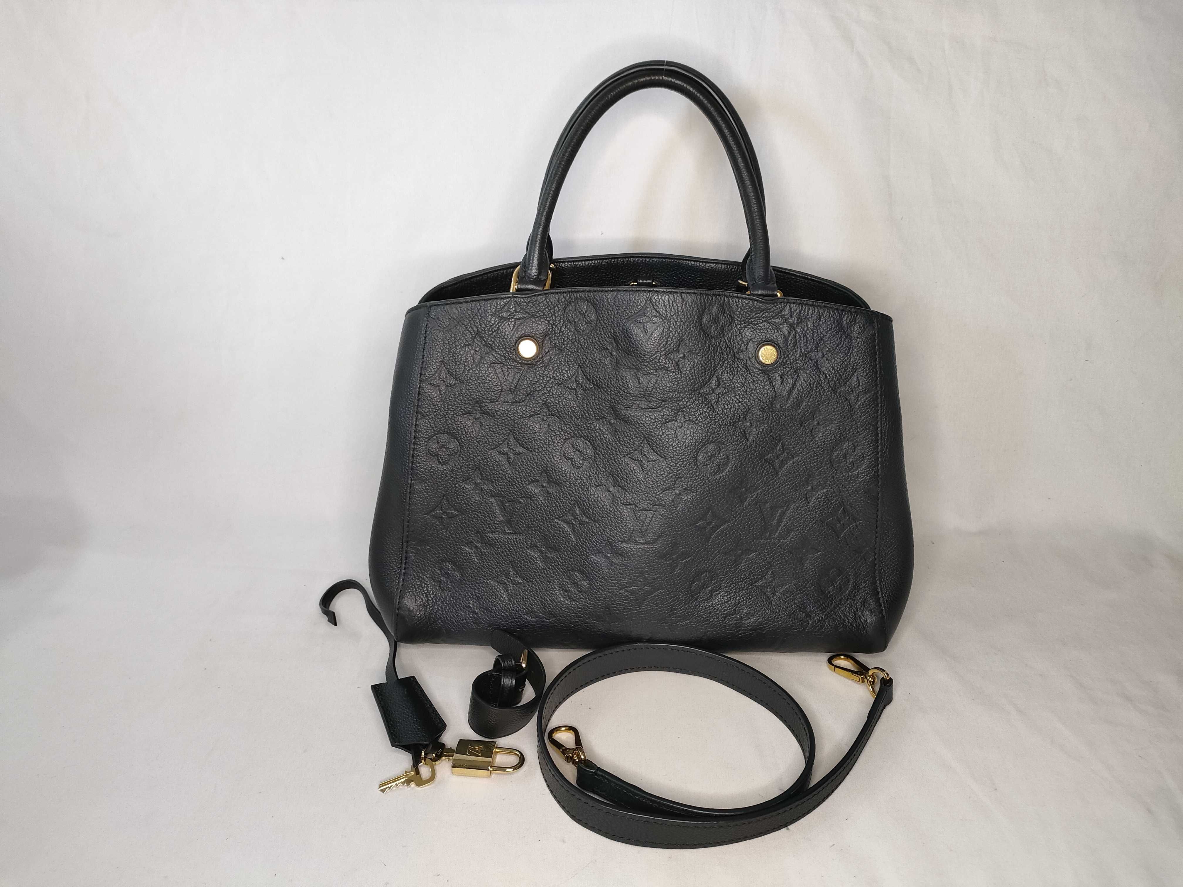 Empreinte Montaigne MM Black Handbag with Gold Hardware and Studs SF0178