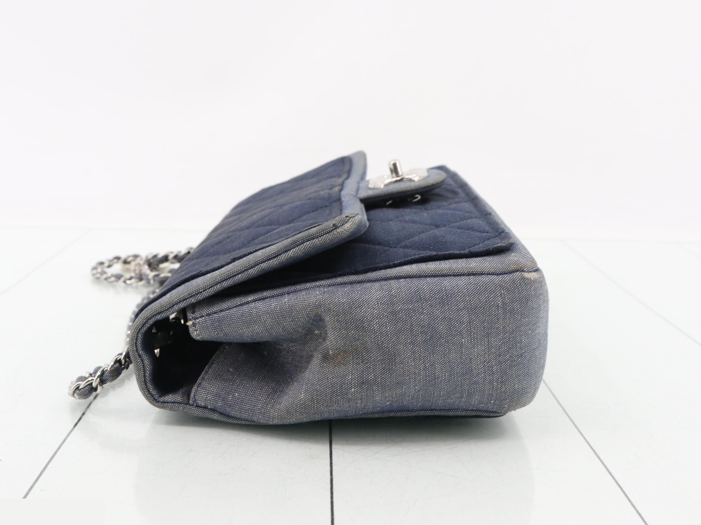 Chain Matelassé Denim Shoulder Bag — view 4