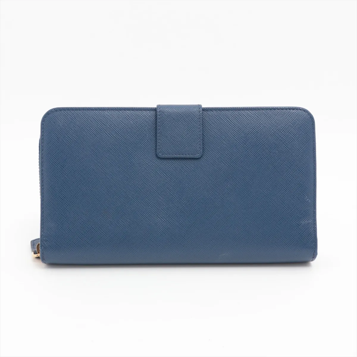 Saffiano Leather Round Zip Wallet Navy — view 2