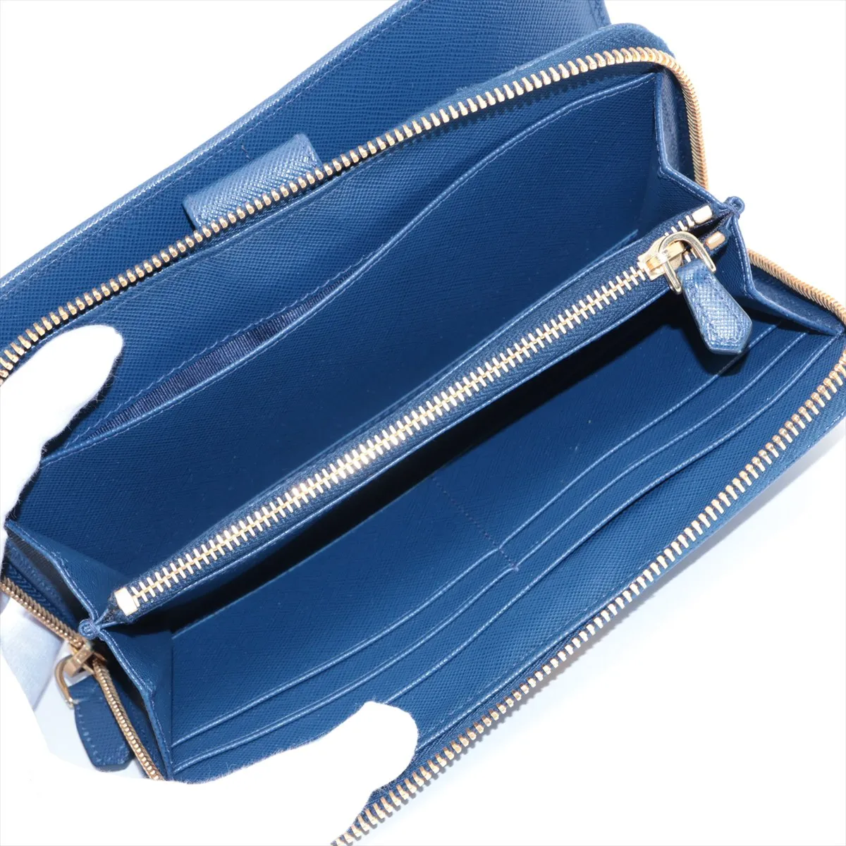 Saffiano Leather Round Zip Wallet Navy — view 4