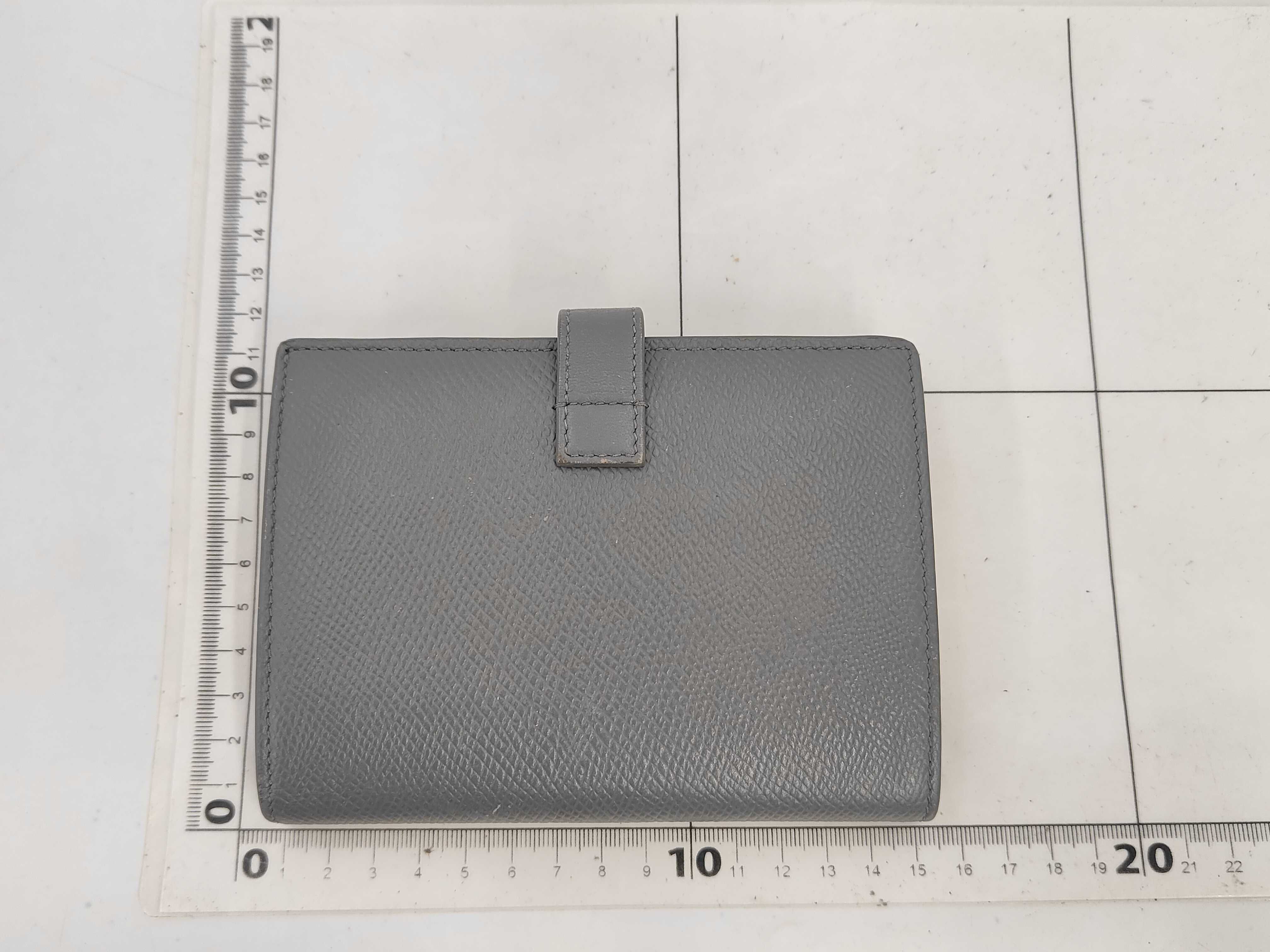Leather Medium Strap Wallet, Gray — view 2