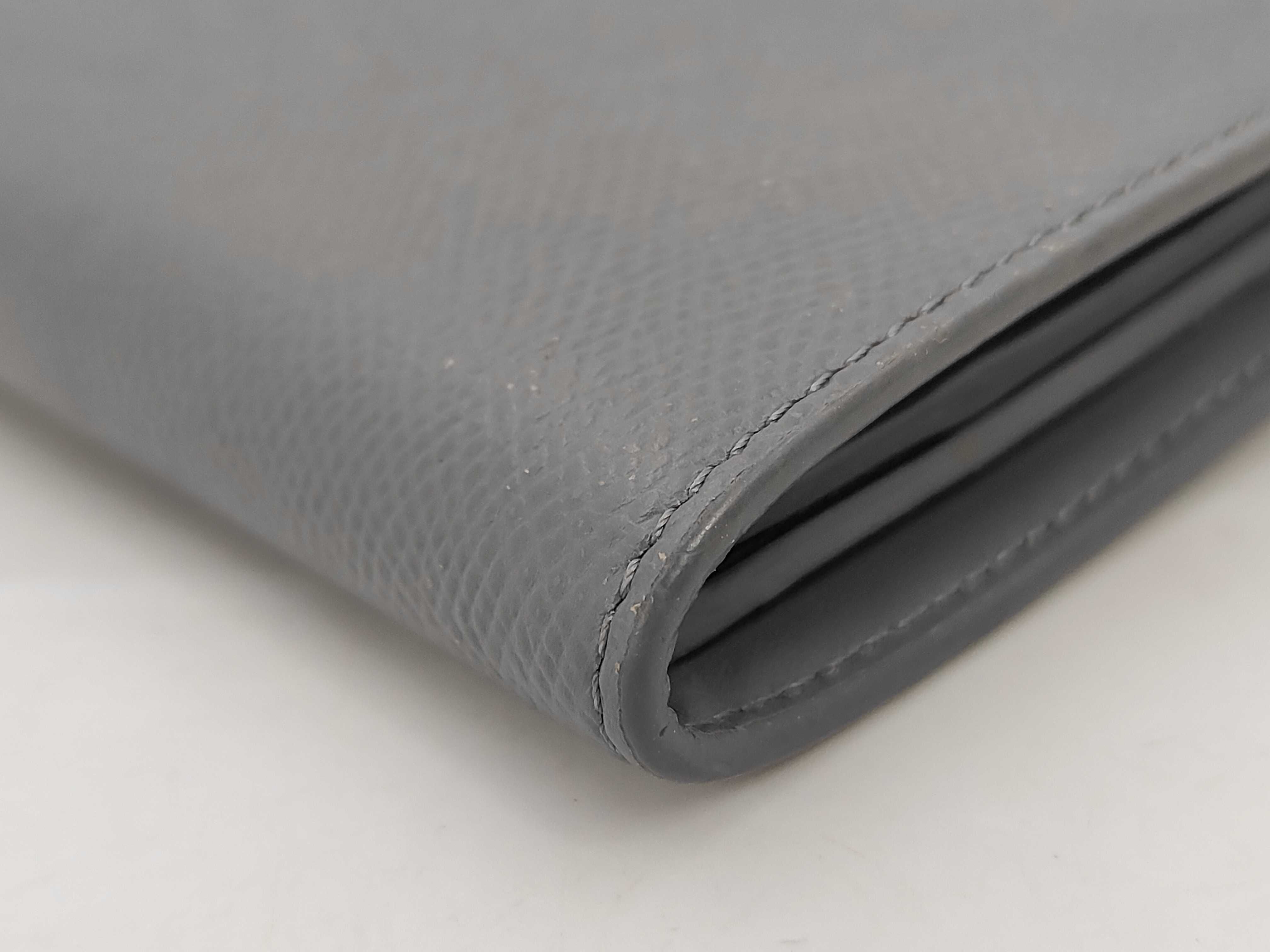 Leather Medium Strap Wallet, Gray — view 7