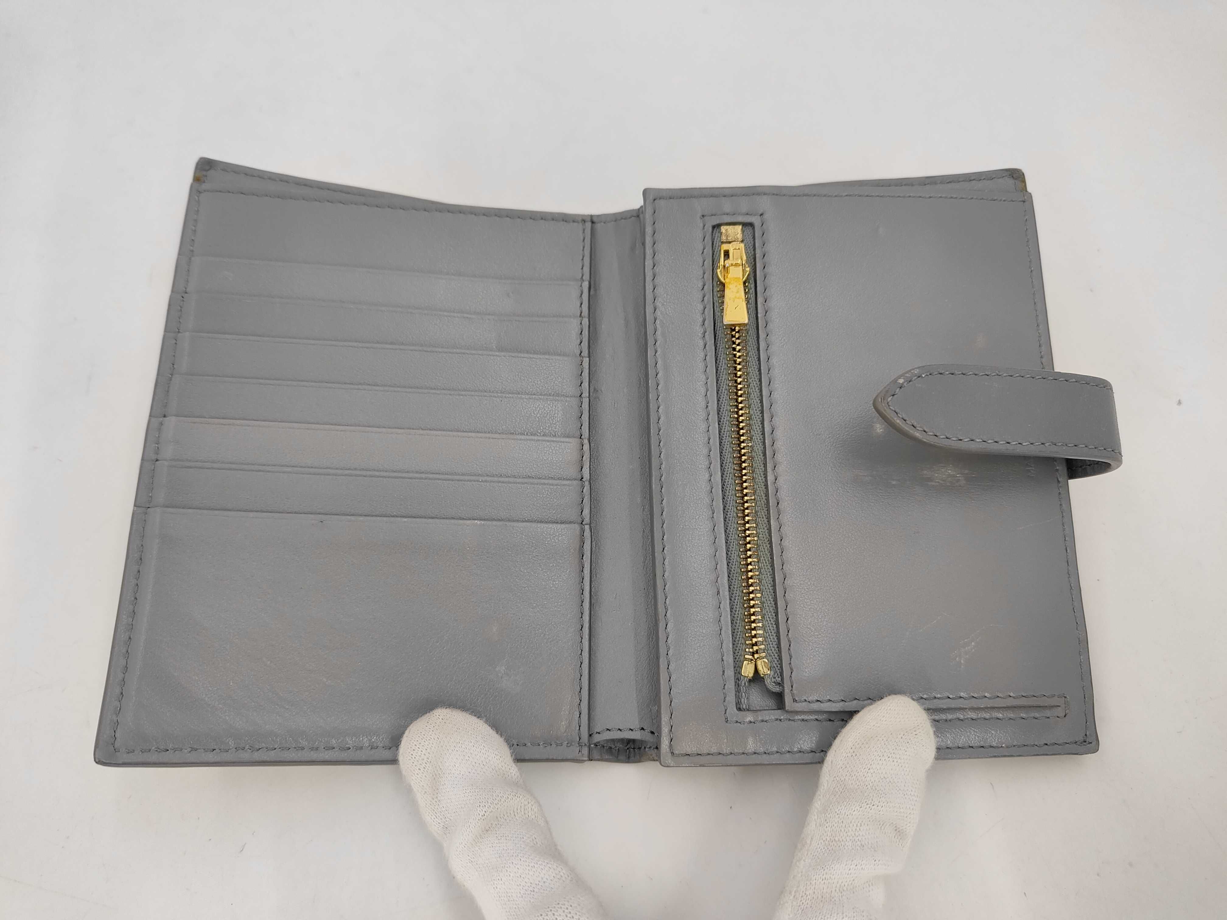 Leather Medium Strap Wallet, Gray — view 8