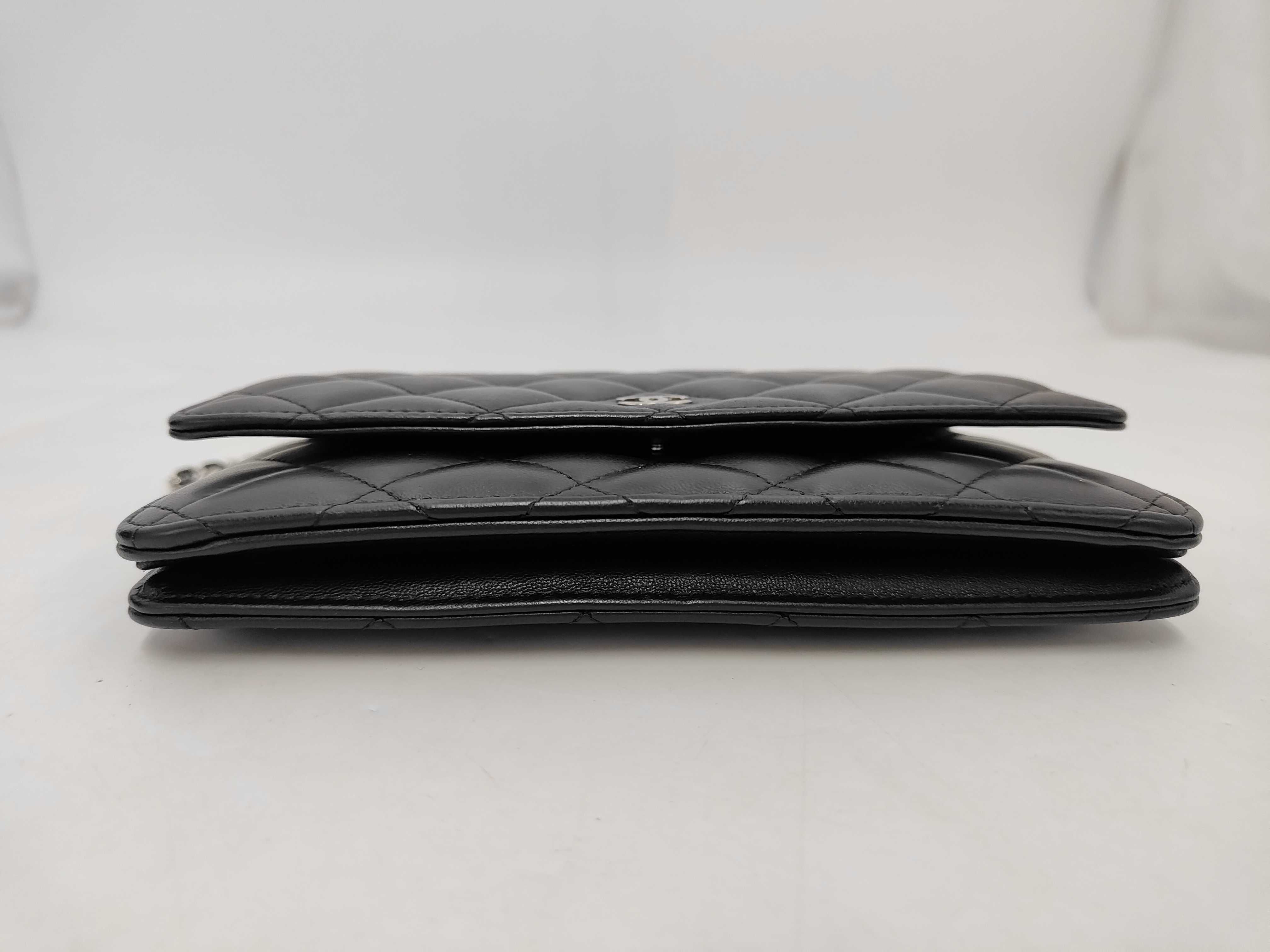 Matelassé Chain Wallet, Lambskin, Black, Silver Hardware, Shoulder Bag — view 3