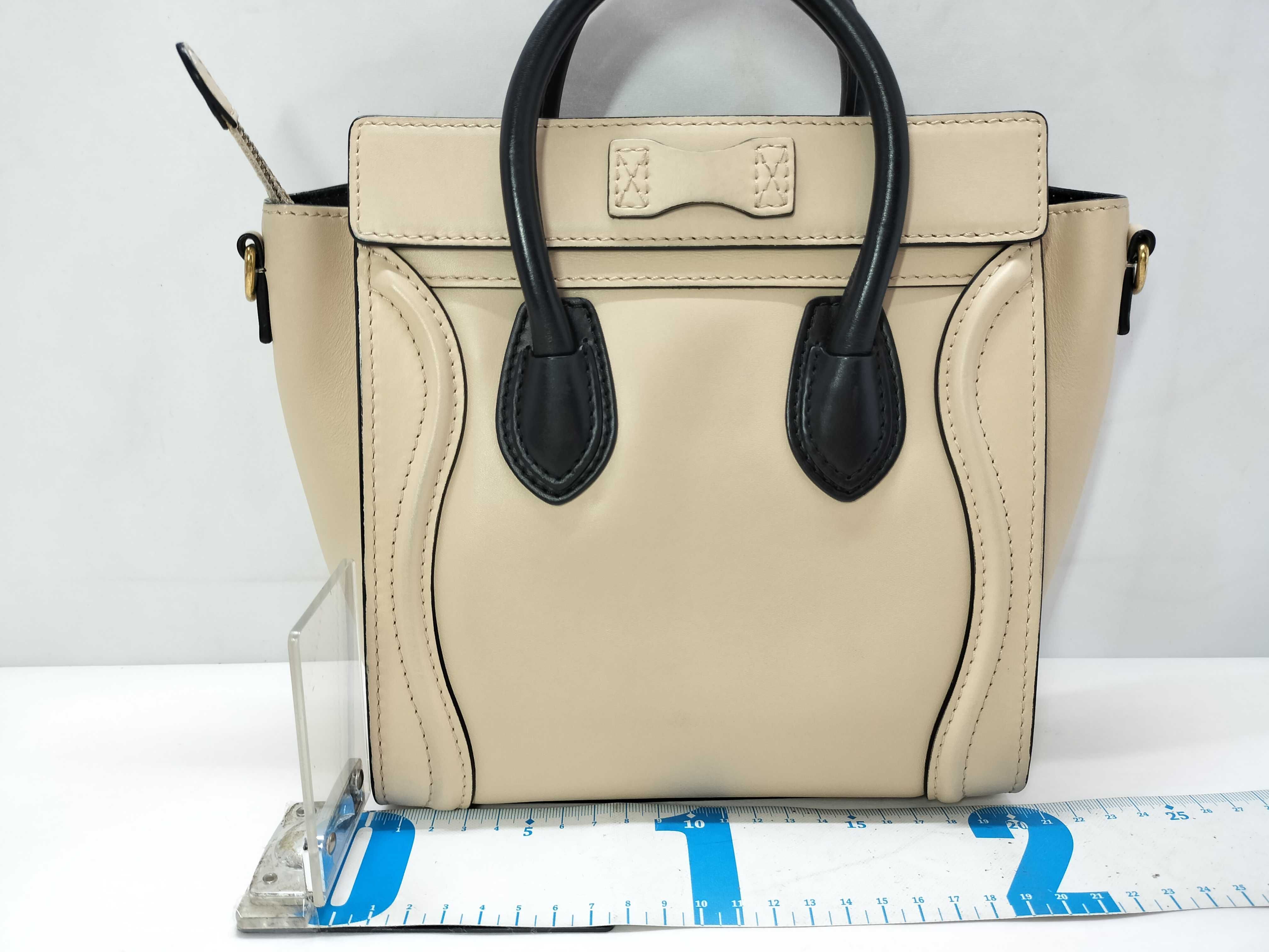 Luggage Nano Shopper Leather 2-Way Handbag, Beige — view 2