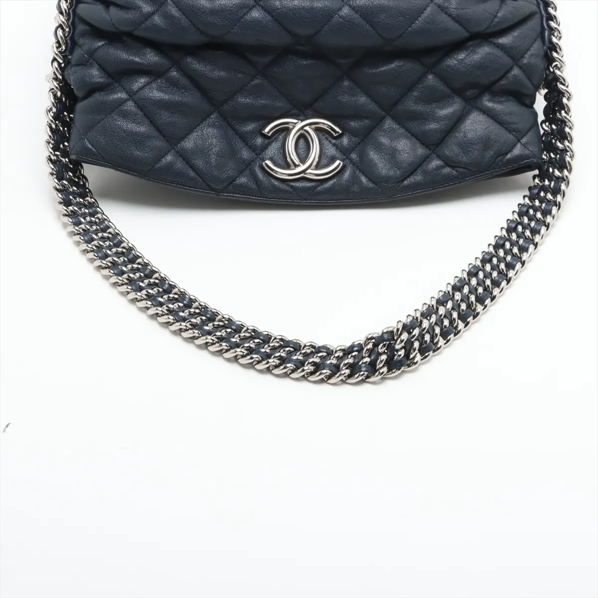 Matelasse Lambskin Chain Shoulder Bag Chain Around Navy Silver Hardware 15369999 15th Series — view 5