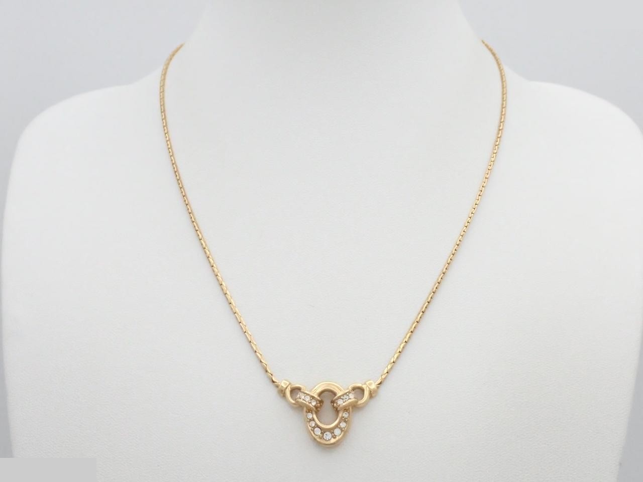 Necklace with rhinestones, gold, neck circumference approximately 42cm — view 3