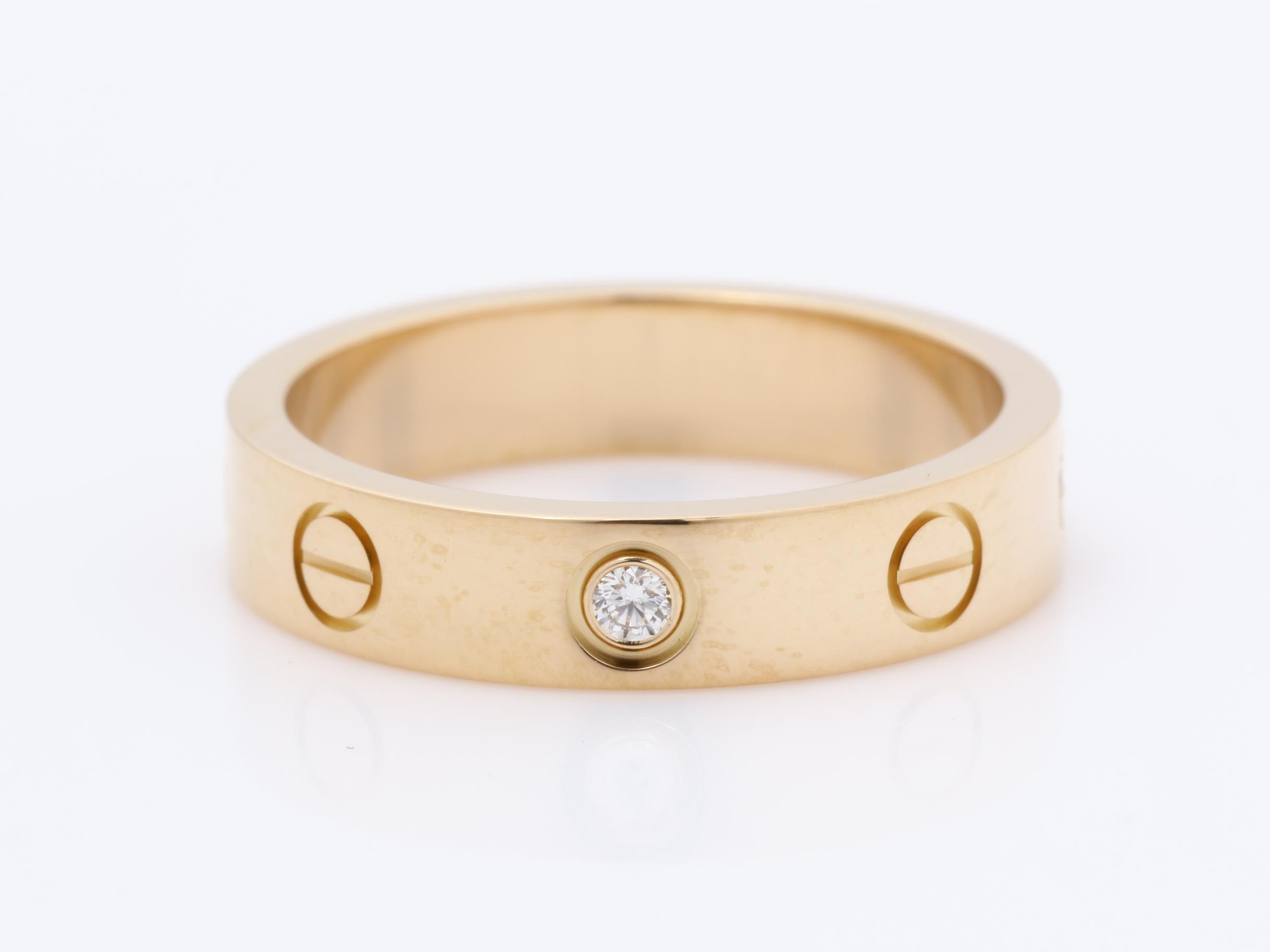 Au750PG Mini Love 1P Diamond Ring, Size 50, 4.4g, Width approx. 4.0mm