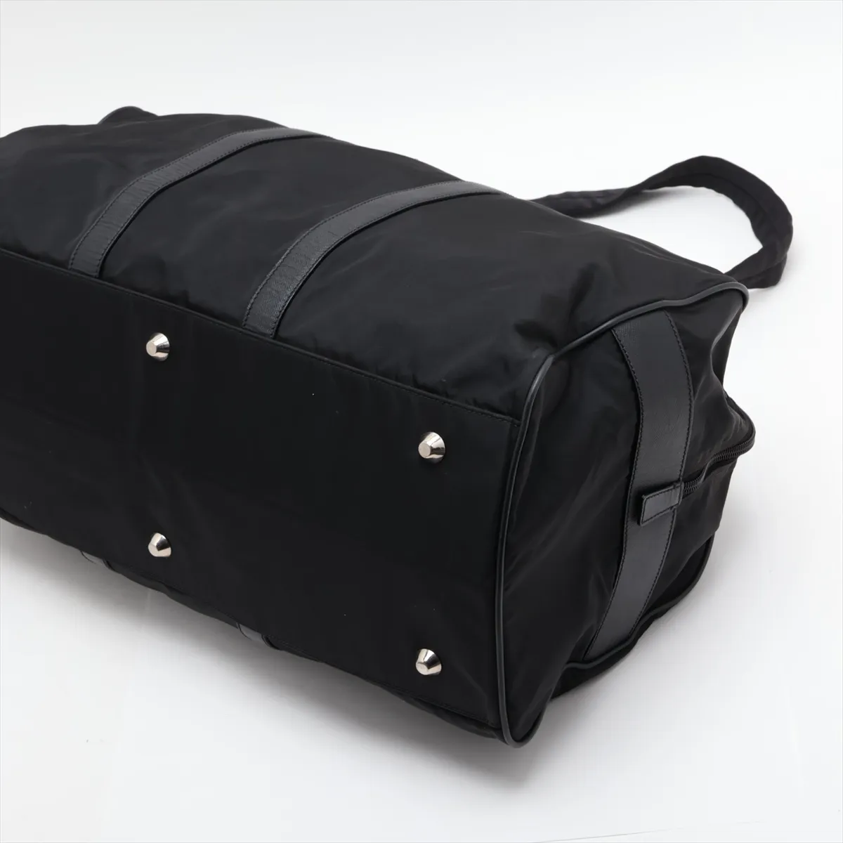 Tessuto Nylon x Leather 2-Way Boston Bag, Black — view 3