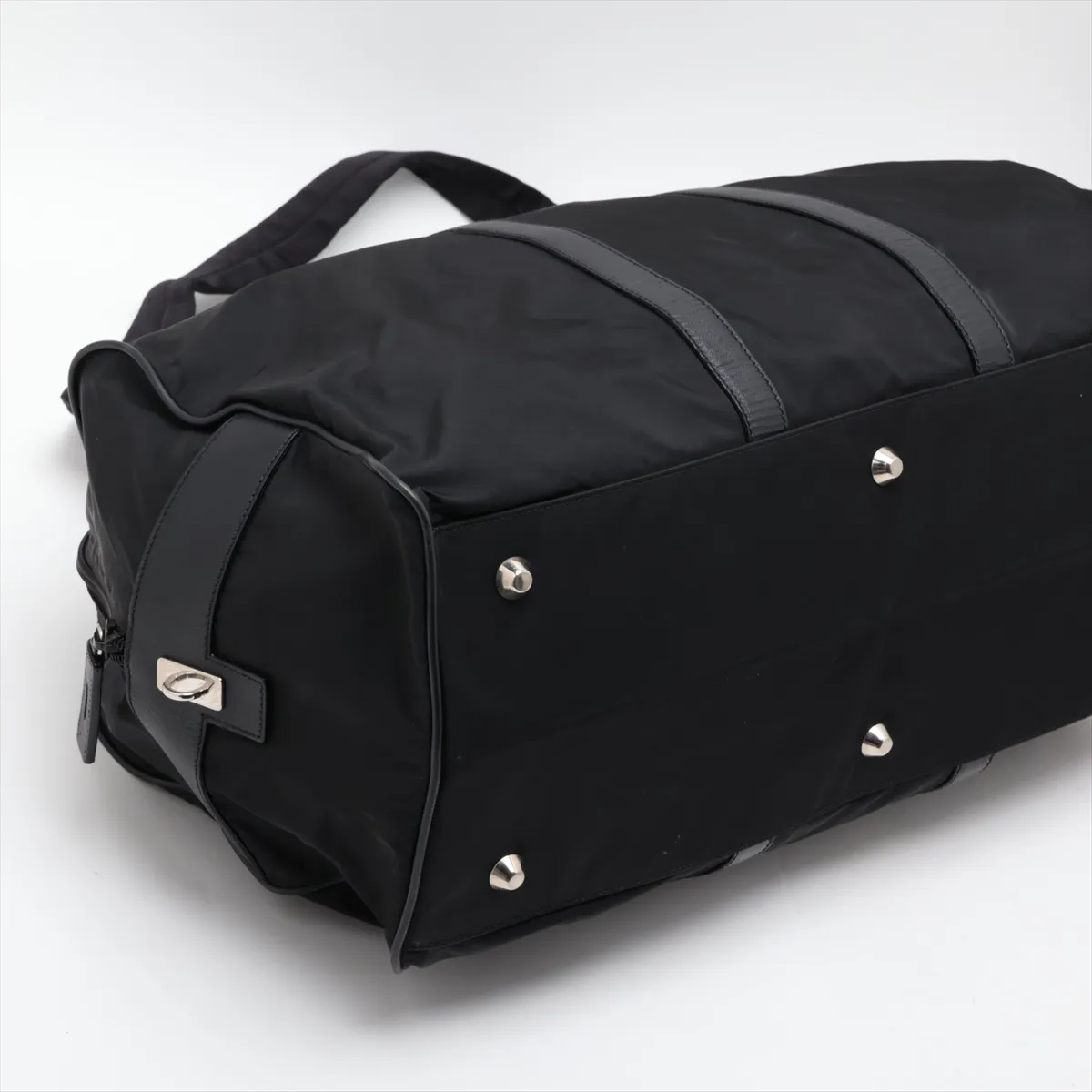 Tessuto Nylon x Leather 2-Way Boston Bag, Black — view 4