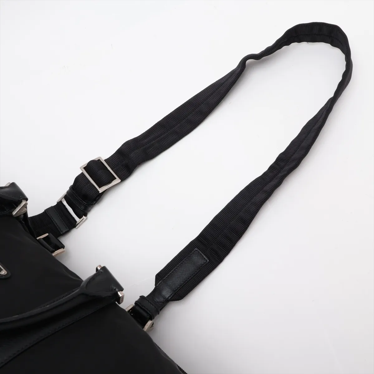 Tessuto Nylon x Leather 2-Way Boston Bag, Black — view 7