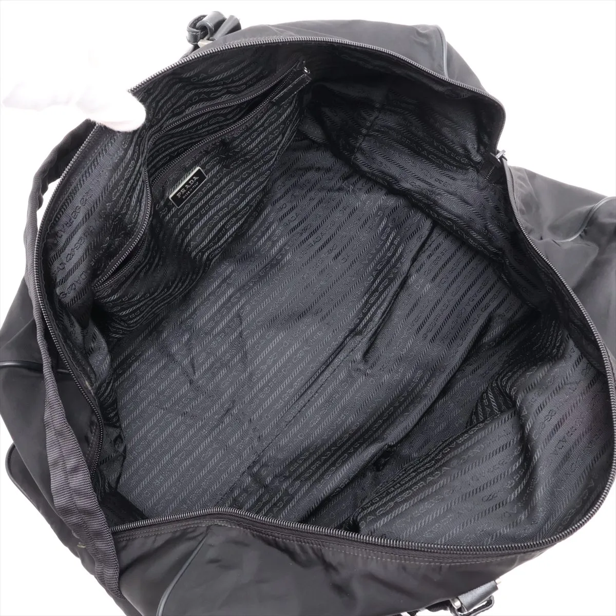 Tessuto Nylon x Leather 2-Way Boston Bag, Black — view 8